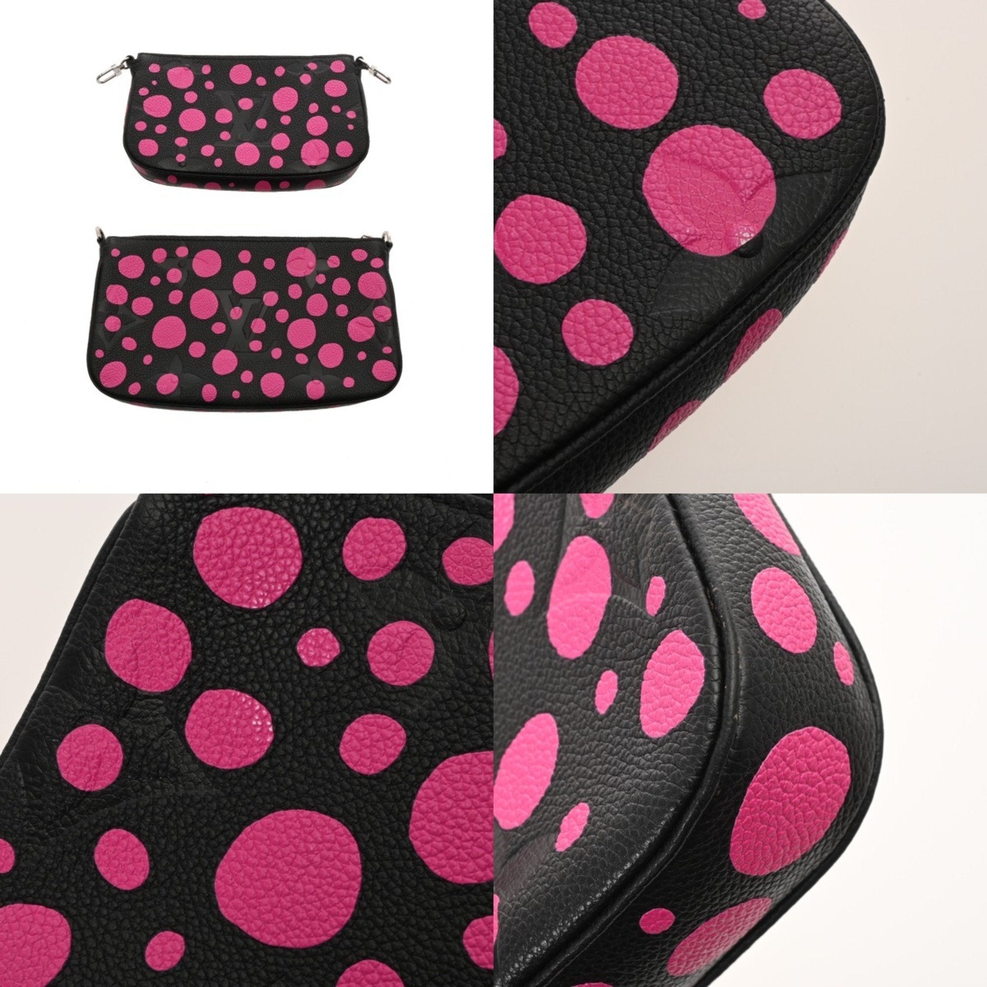 Louis Vuitton Noir Pink Leather Pochette Pouch Shoulder Bag