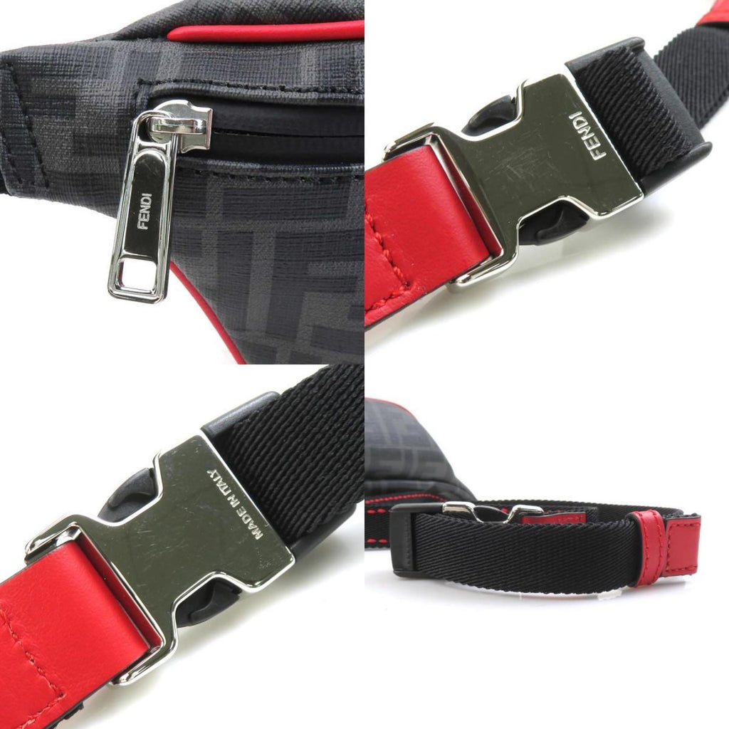 Fendi Black Red Color Leather Fanny Pack