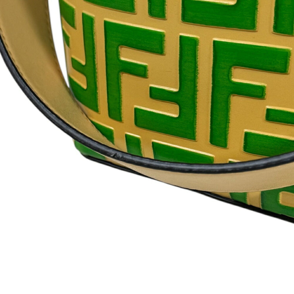Fendi Beige Green Leather Shoulder Bag