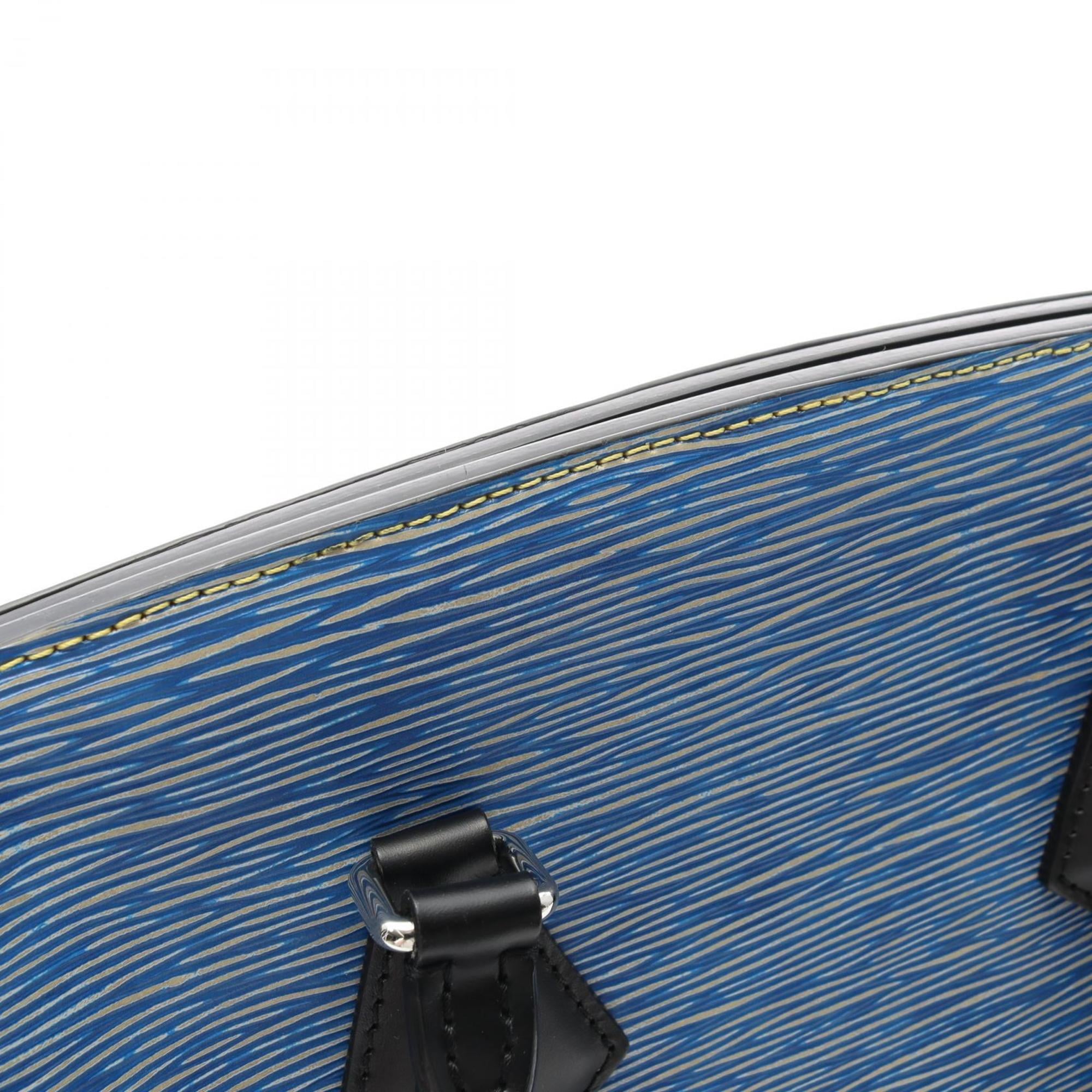 Louis Vuitton Black Blue Leather Tote Bag