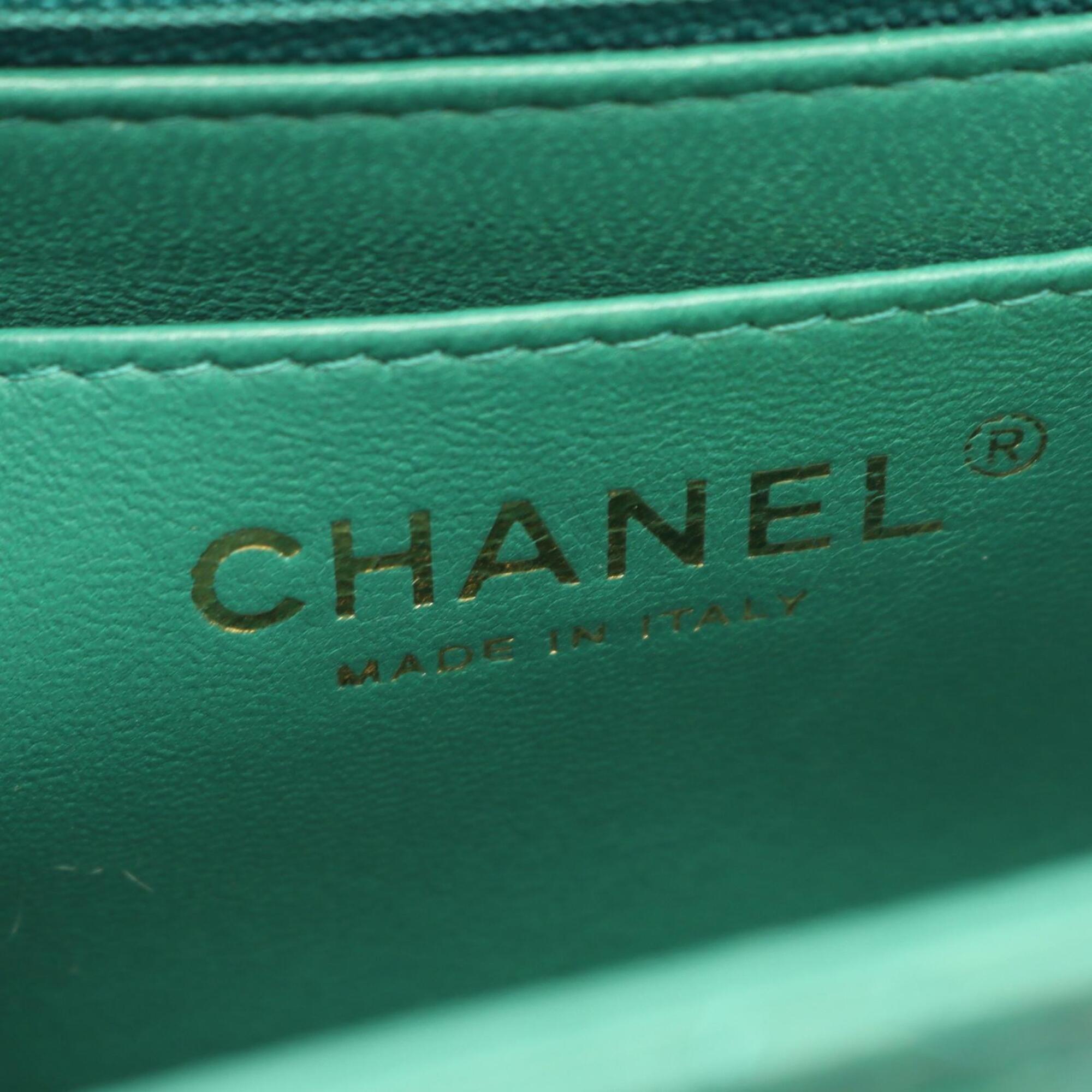 Chanel Green Leather Handbag Shoulder Bag