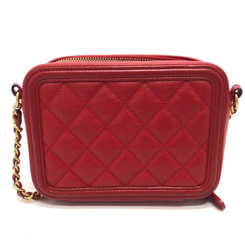 Chanel Red Leather Shoulder Bag