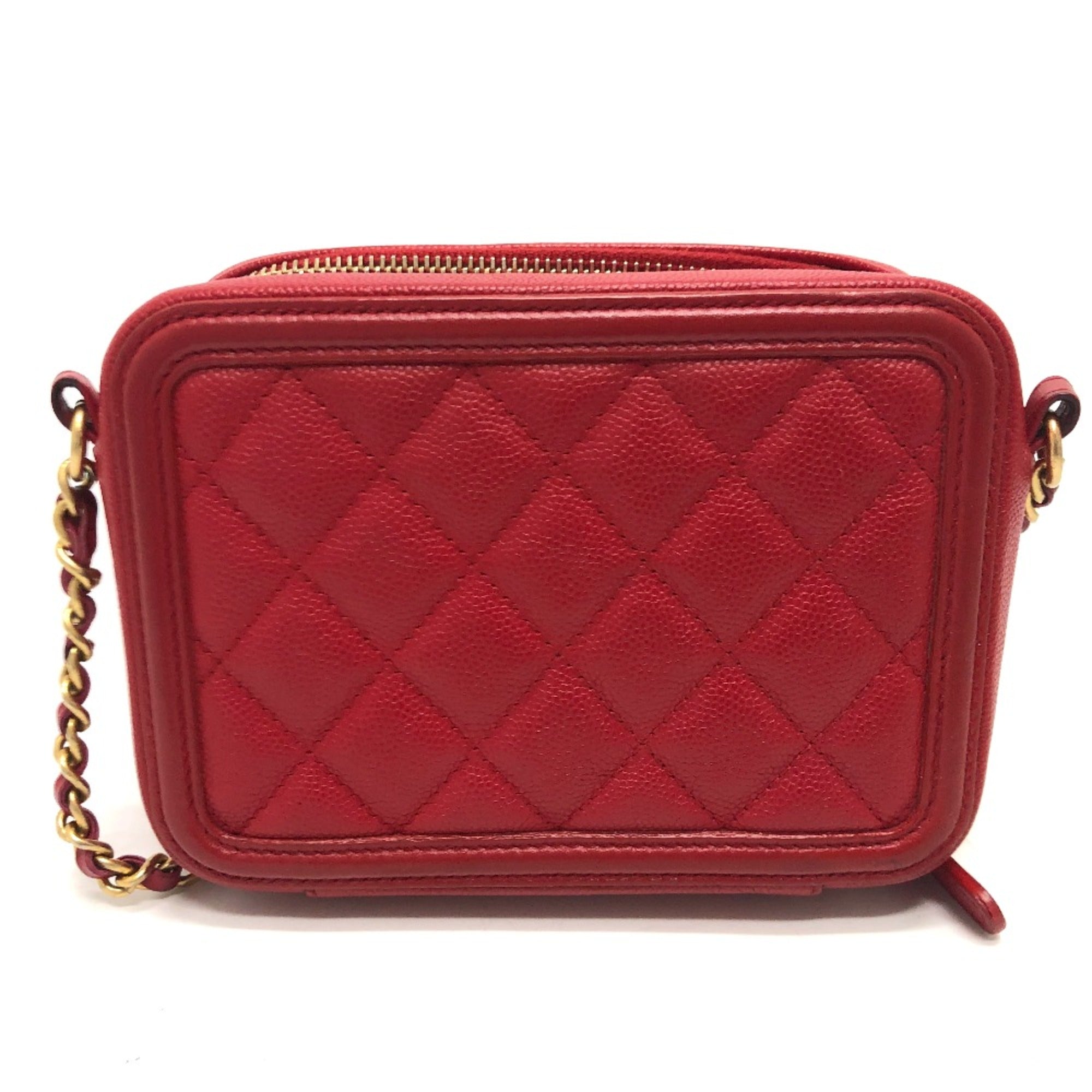 Chanel Red Leather Shoulder Bag