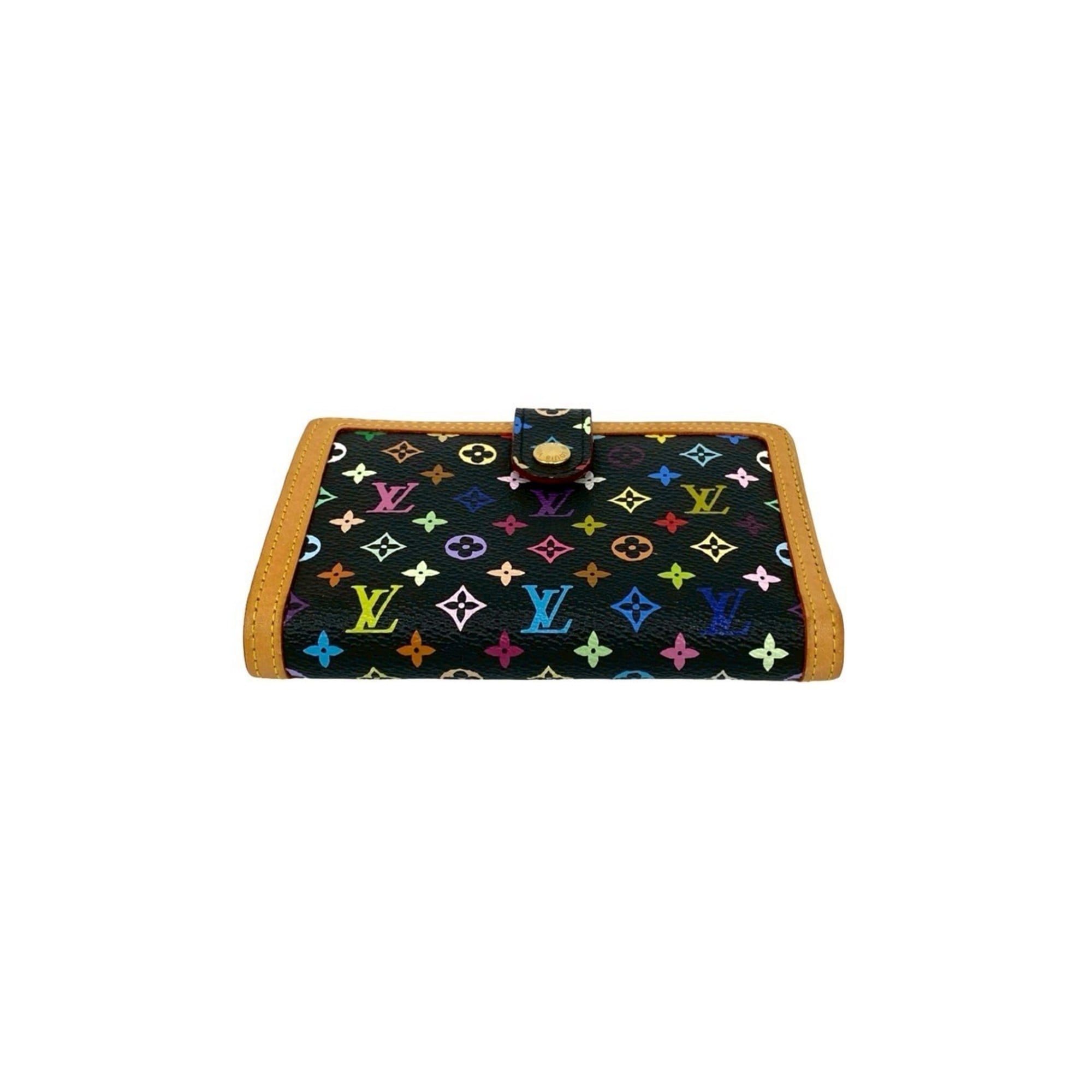 Louis Vuitton Black Brown Multi-Color Leather Pvc Wallet
