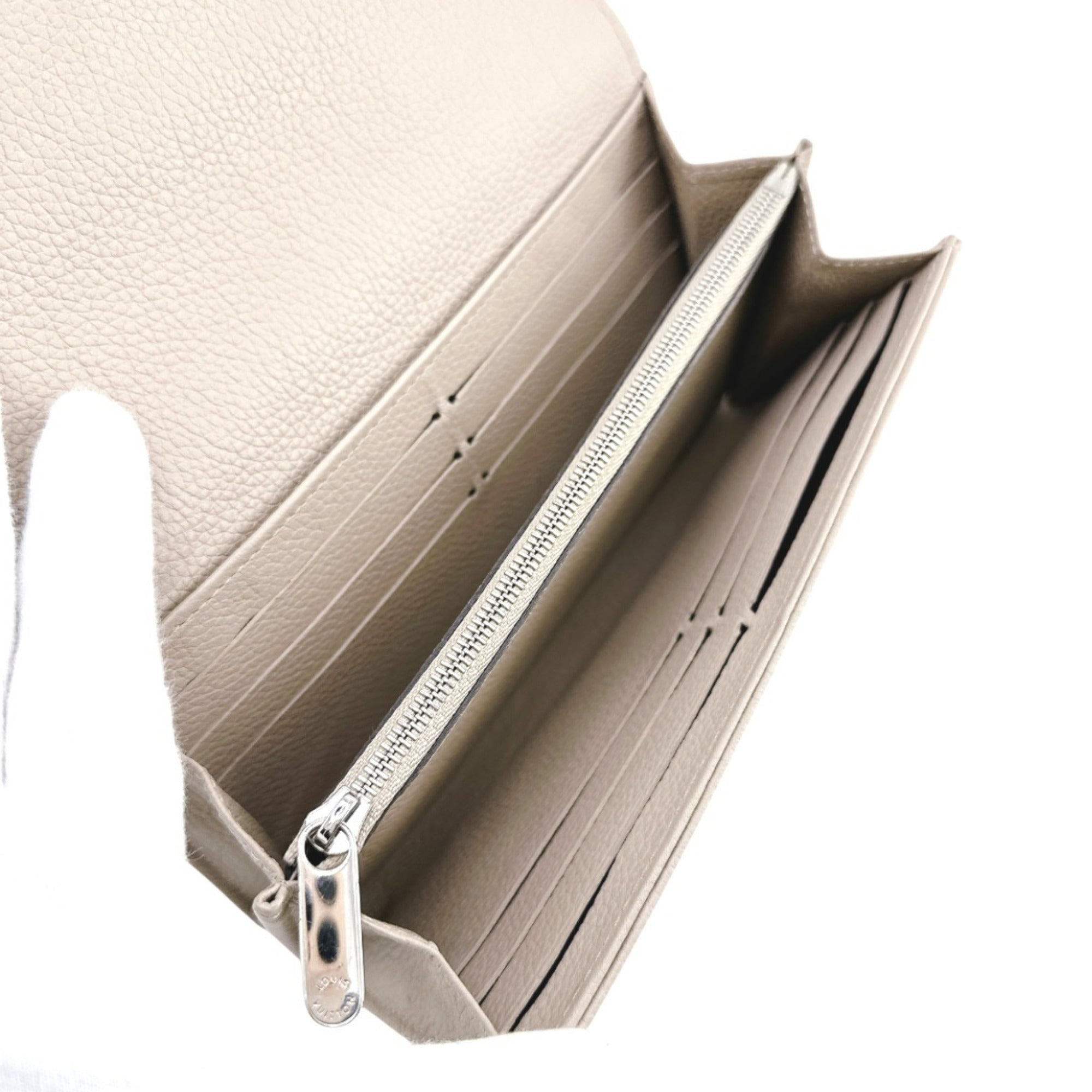 Louis Vuitton Beige Galle Monogram Mahina Leather Long Wallet (Tri-Fold)