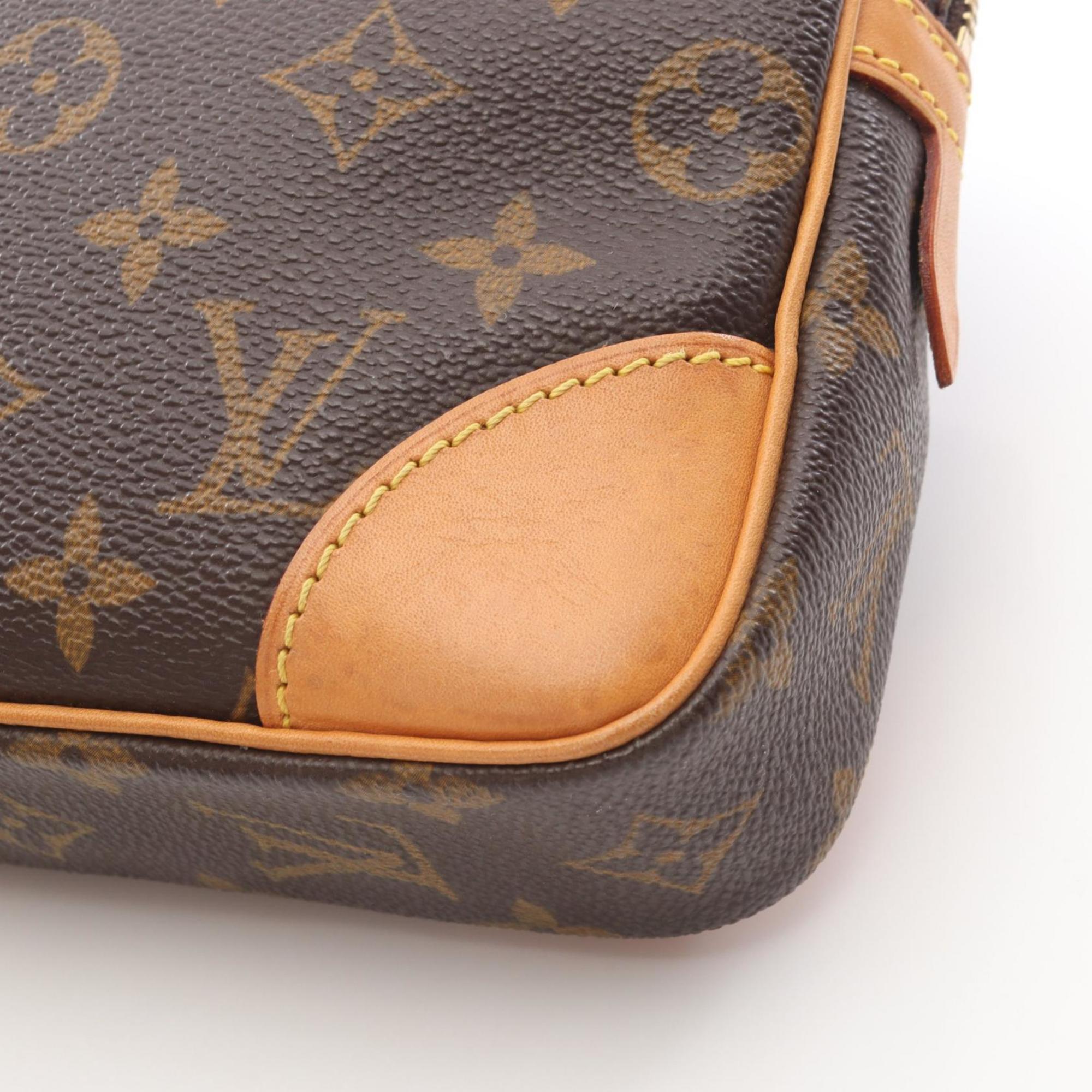 Louis Vuitton Brown Monogram Coated Canvas Leather Clutch Bag Handbag