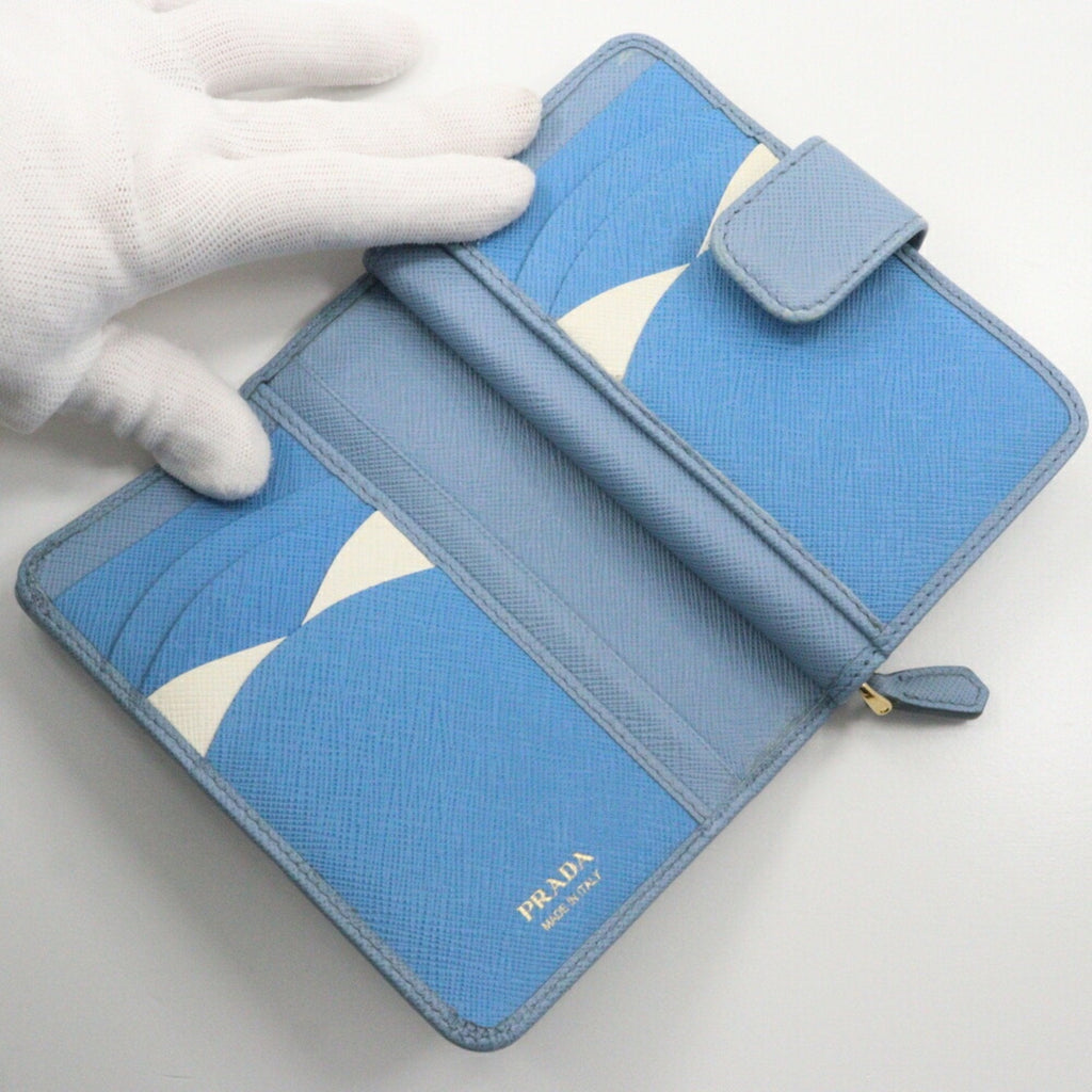 Prada Astrale Light Blue Saffiano Wallet (Bi-Fold)