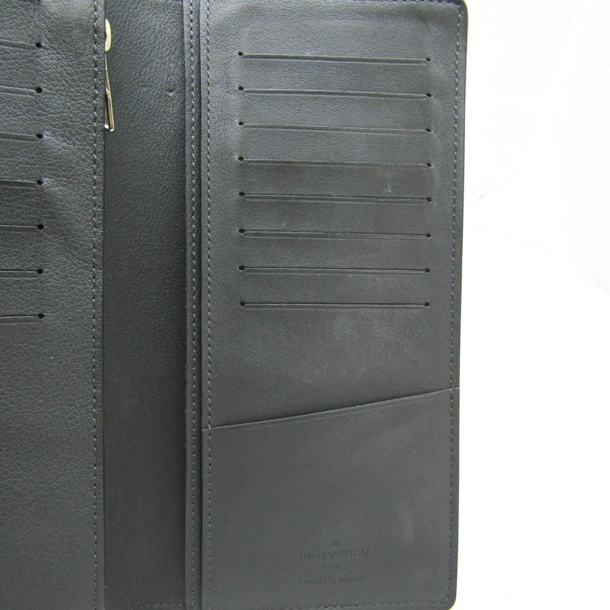 Louis Vuitton Taurillon Lv Charcoal Leather Long Wallet