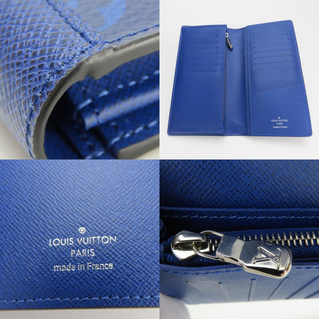 Louis Vuitton Blue Cobalt Taiga Leather Monogram Long Wallet