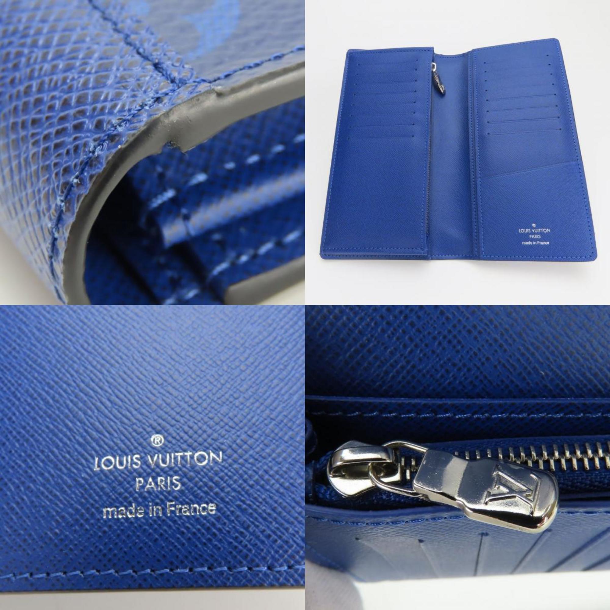 Louis Vuitton Blue Cobalt Taiga Leather Monogram Long Wallet