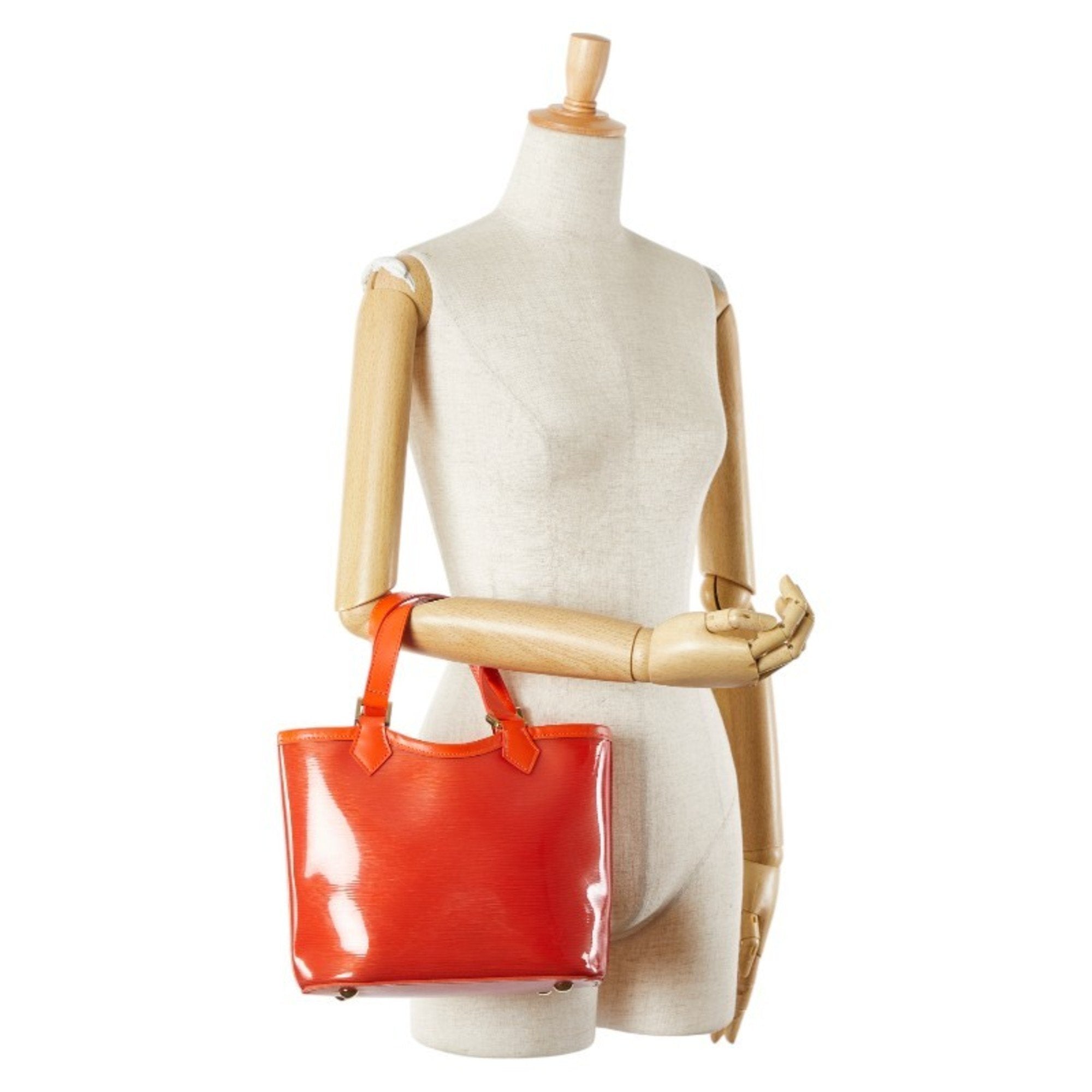Louis Vuitton Orange Vinyl Leather Handbag