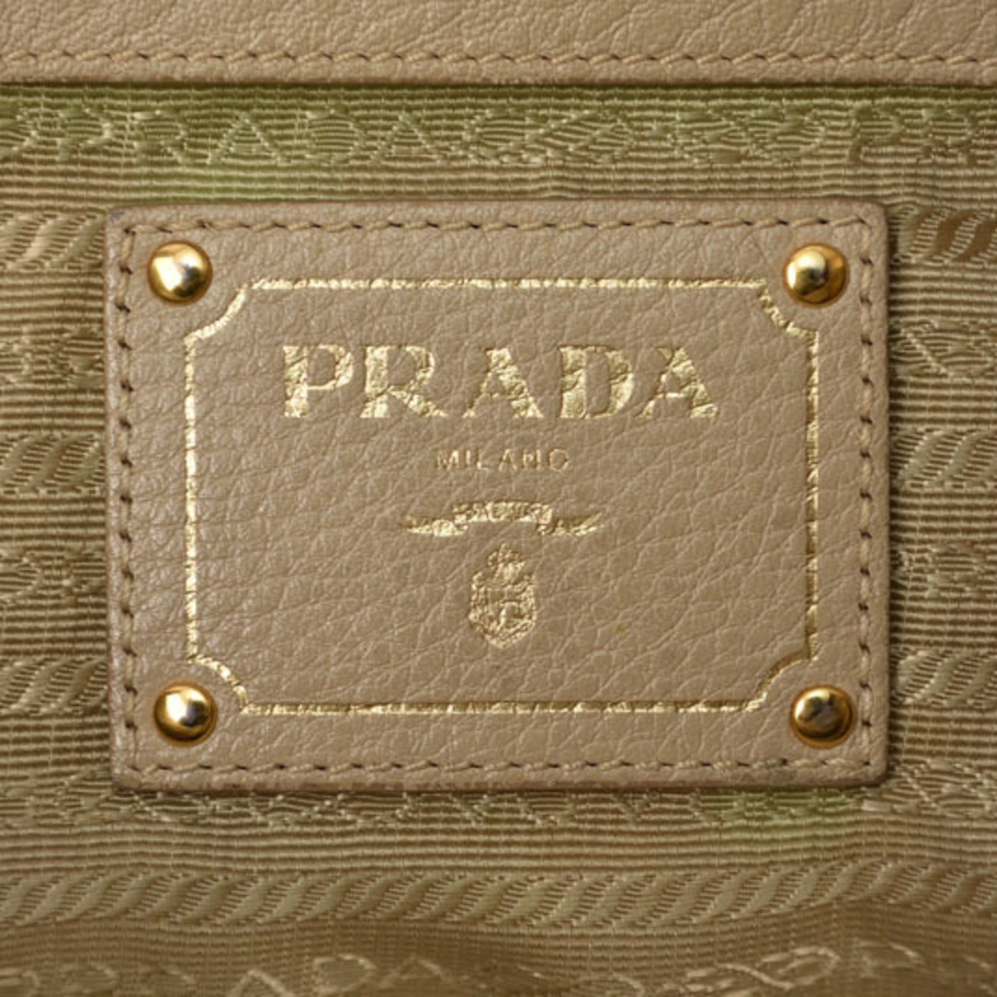 Prada Beige Leather Shoulder Bag Tote Bag
