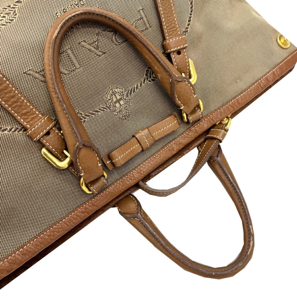 Prada Beige Canvas Leather Shoulder Bag