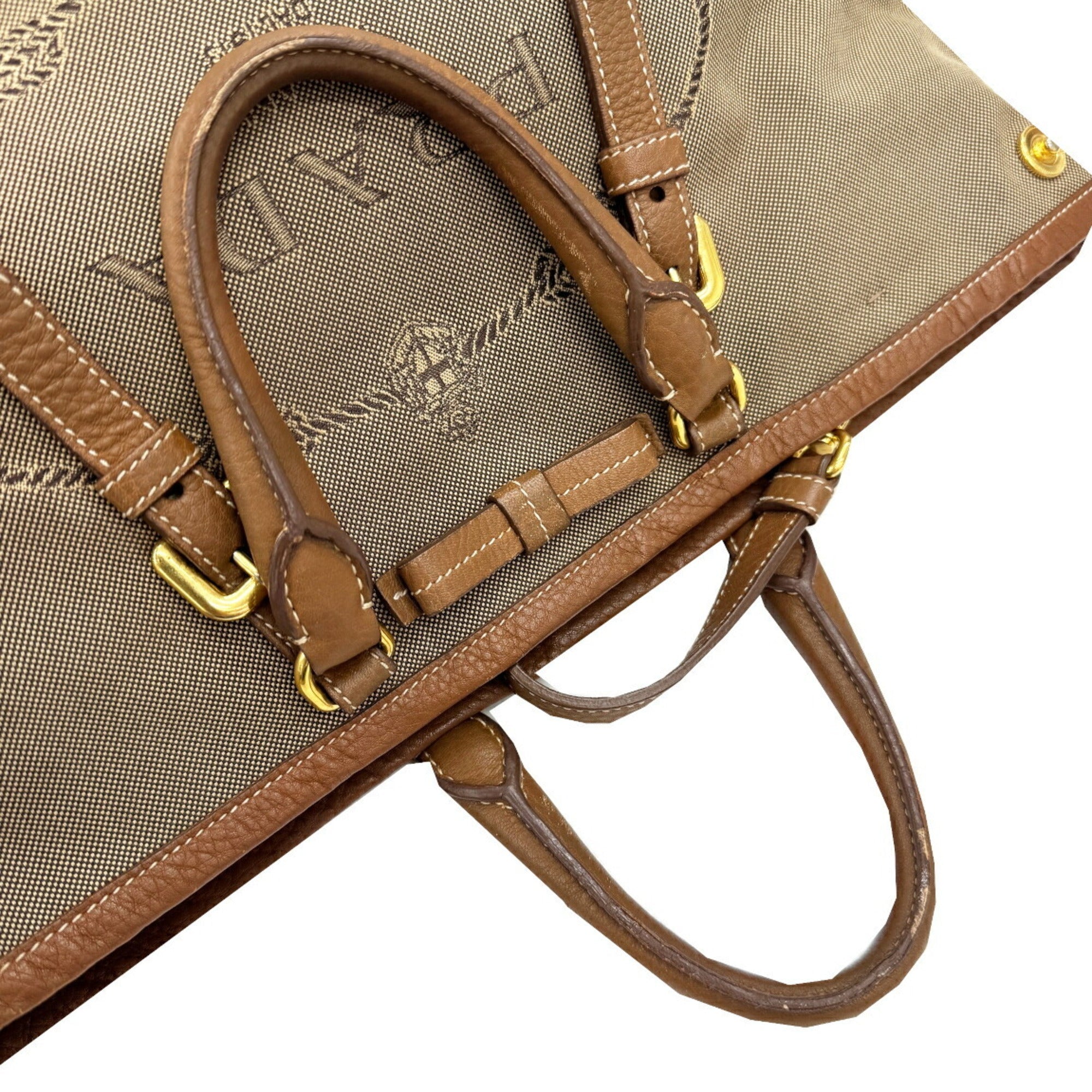 Prada Beige Canvas Leather Shoulder Bag