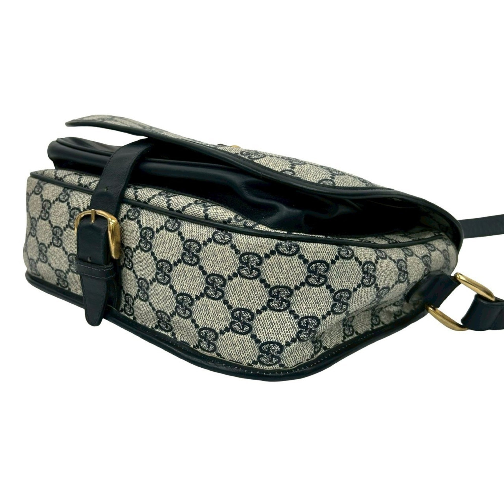 Gucci Navy Red Color Pvc Leather Shoulder Bag (Pre-Owned)
