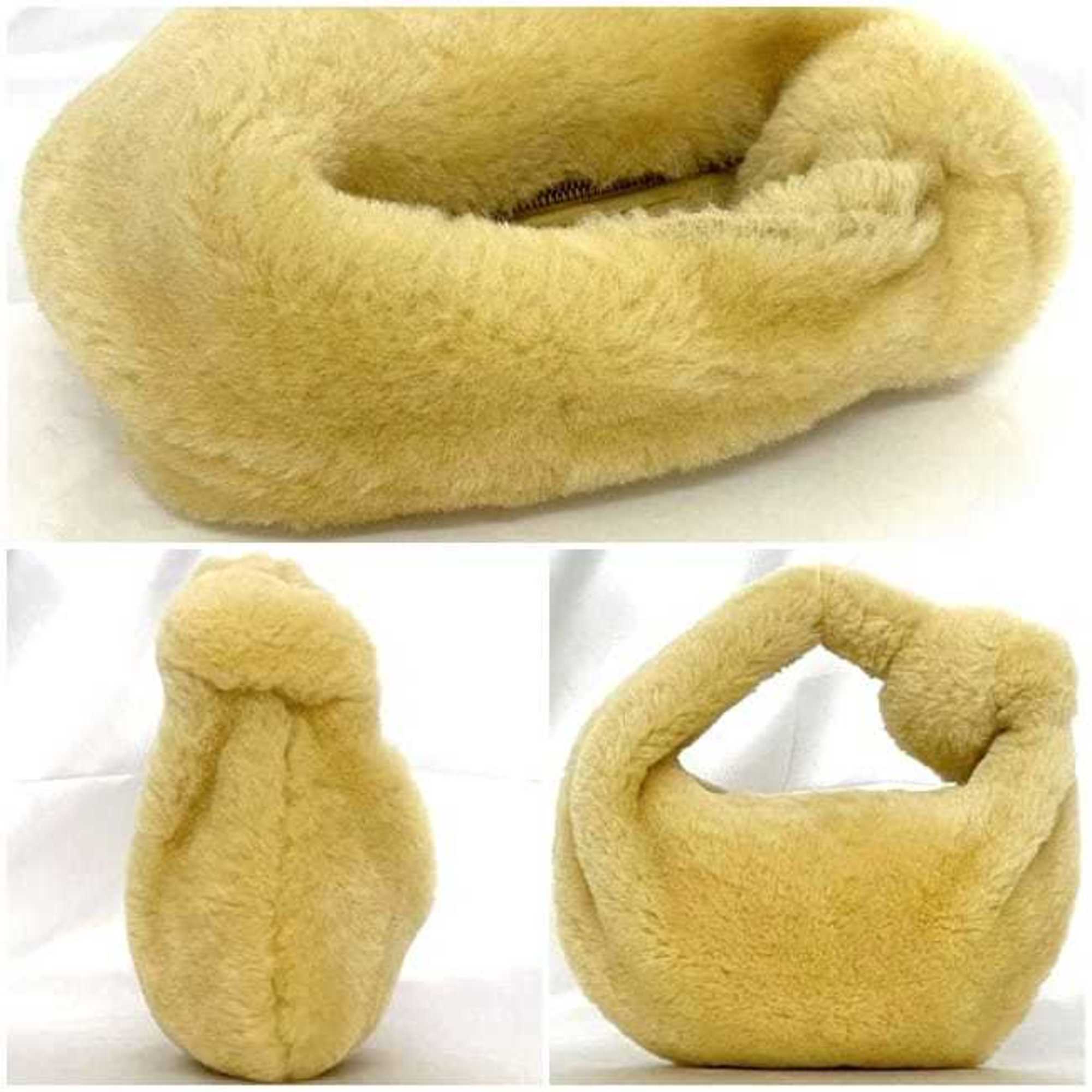 Bottega Veneta Beige Yellow Fur Handbag