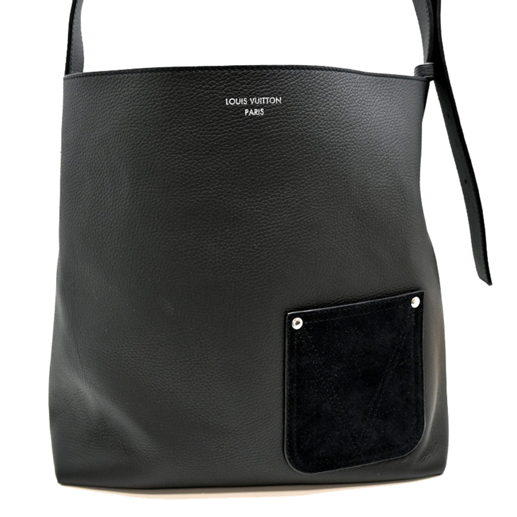 Louis Vuitton Black Noir Leather Pouch Tote Bag