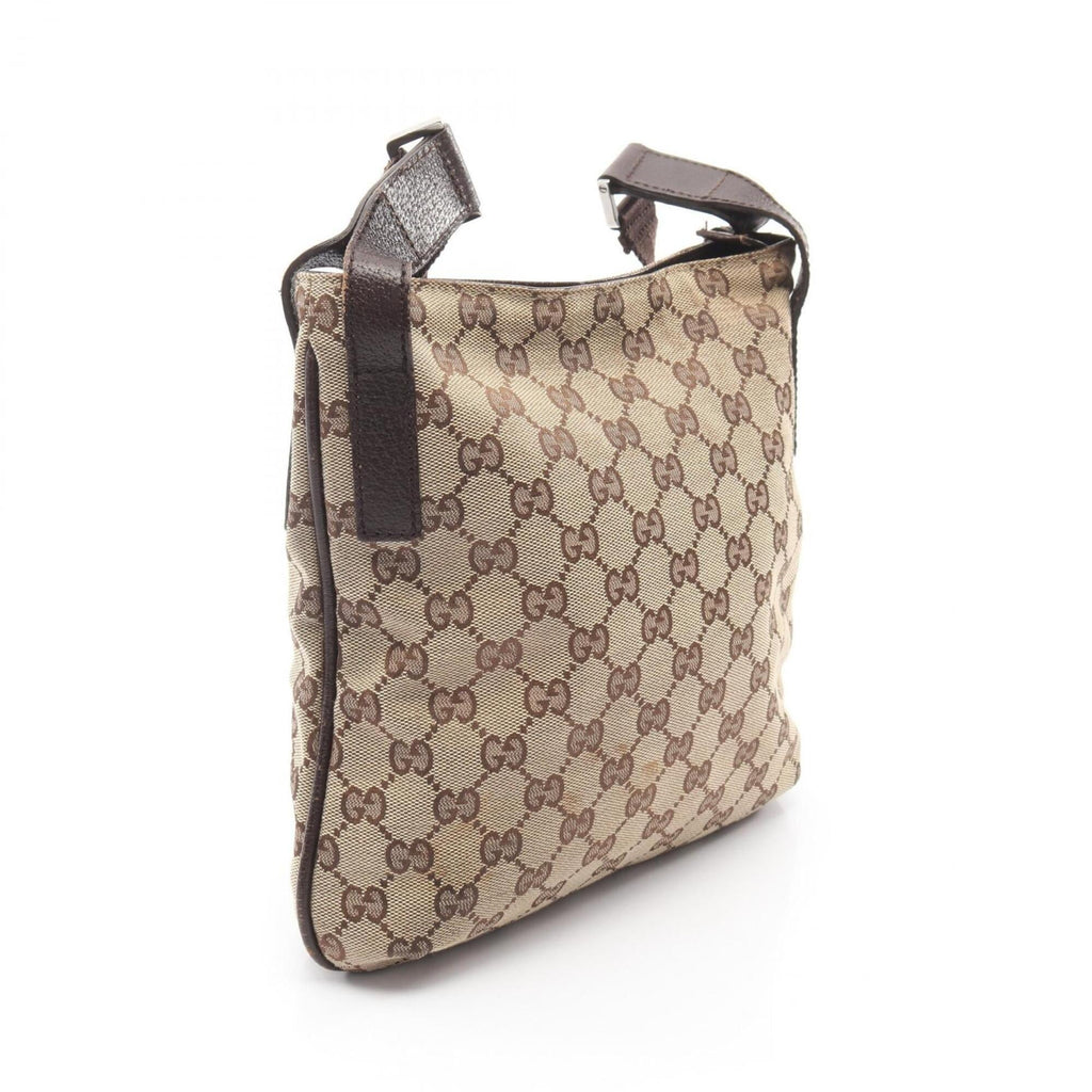 Gucci Beige Brown Canvas Handbag Shoulder Bag (Pre-Owned)