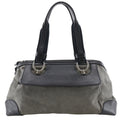 Bottega Veneta Black Gray Canvas Leather Tote Bag
