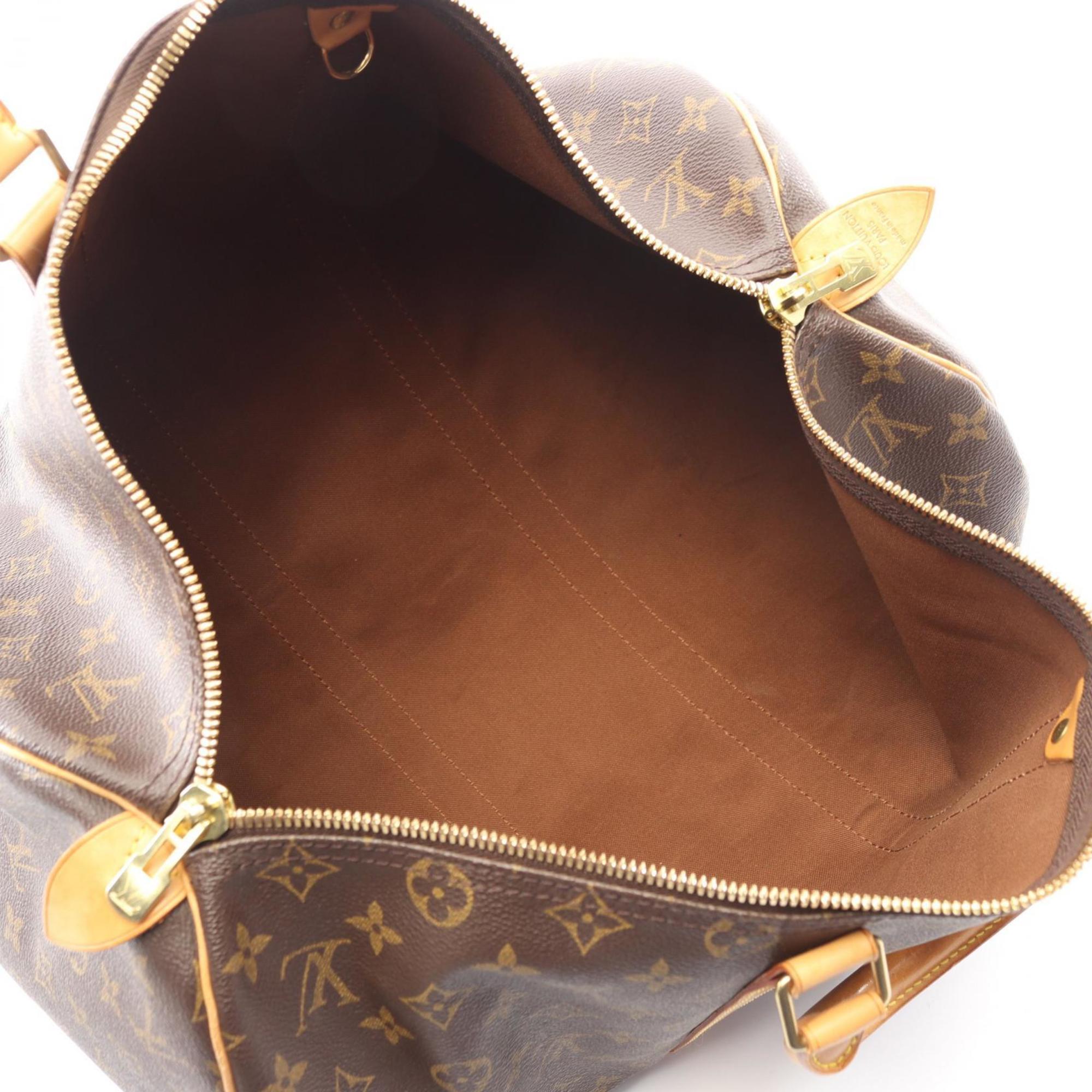 Louis Vuitton Brown Coated Canvas Leather Monogram Boston Bag
