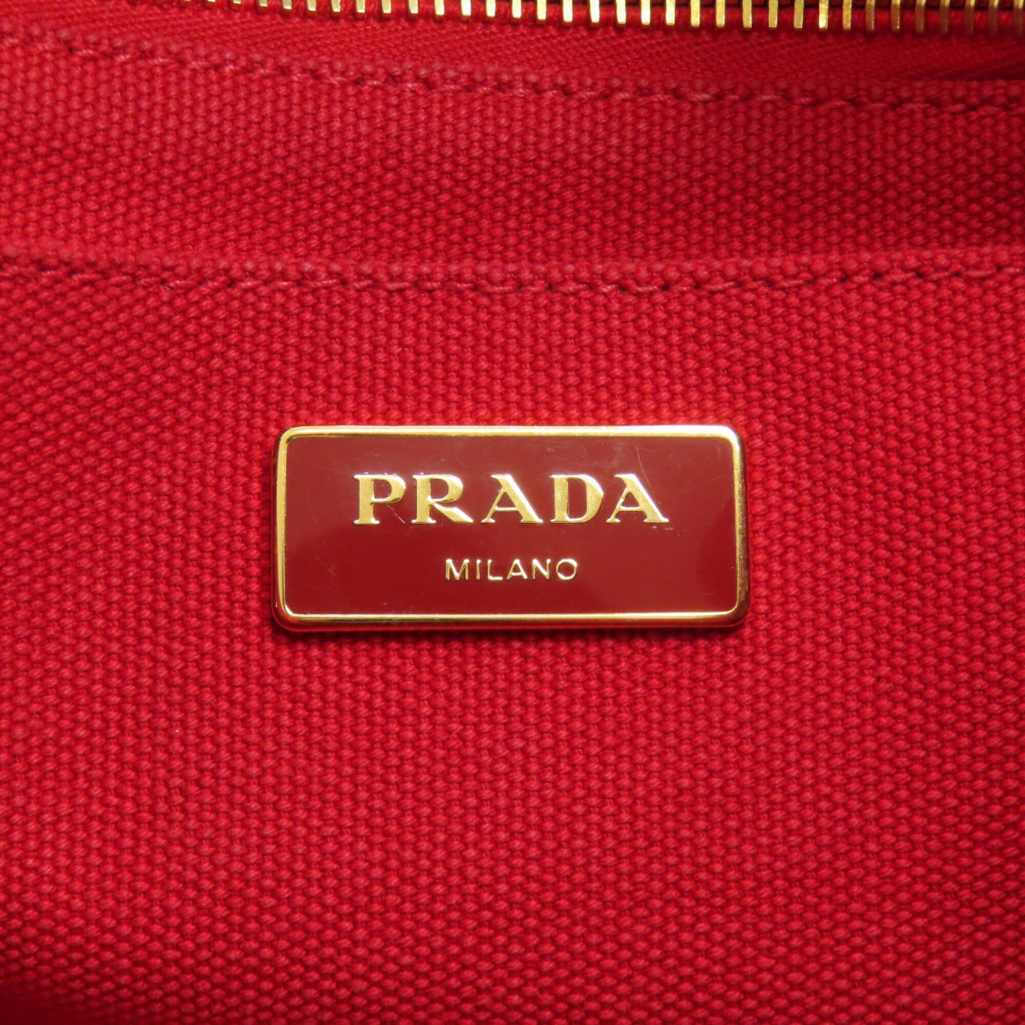 Prada Red Color Canvas Handbag