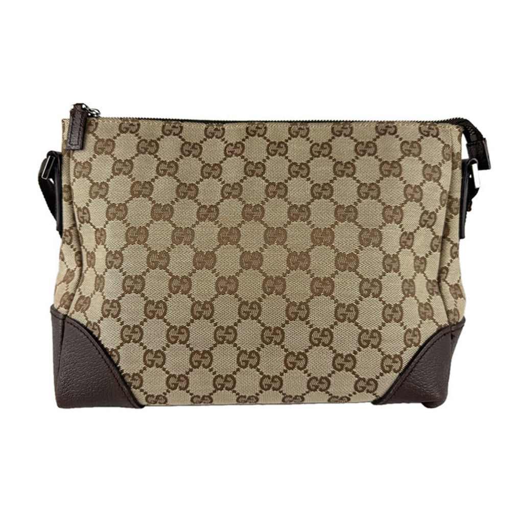 Gucci Brown Brown Gg Gg Canvas Leather Shoulder Bag (Pre-Owned)