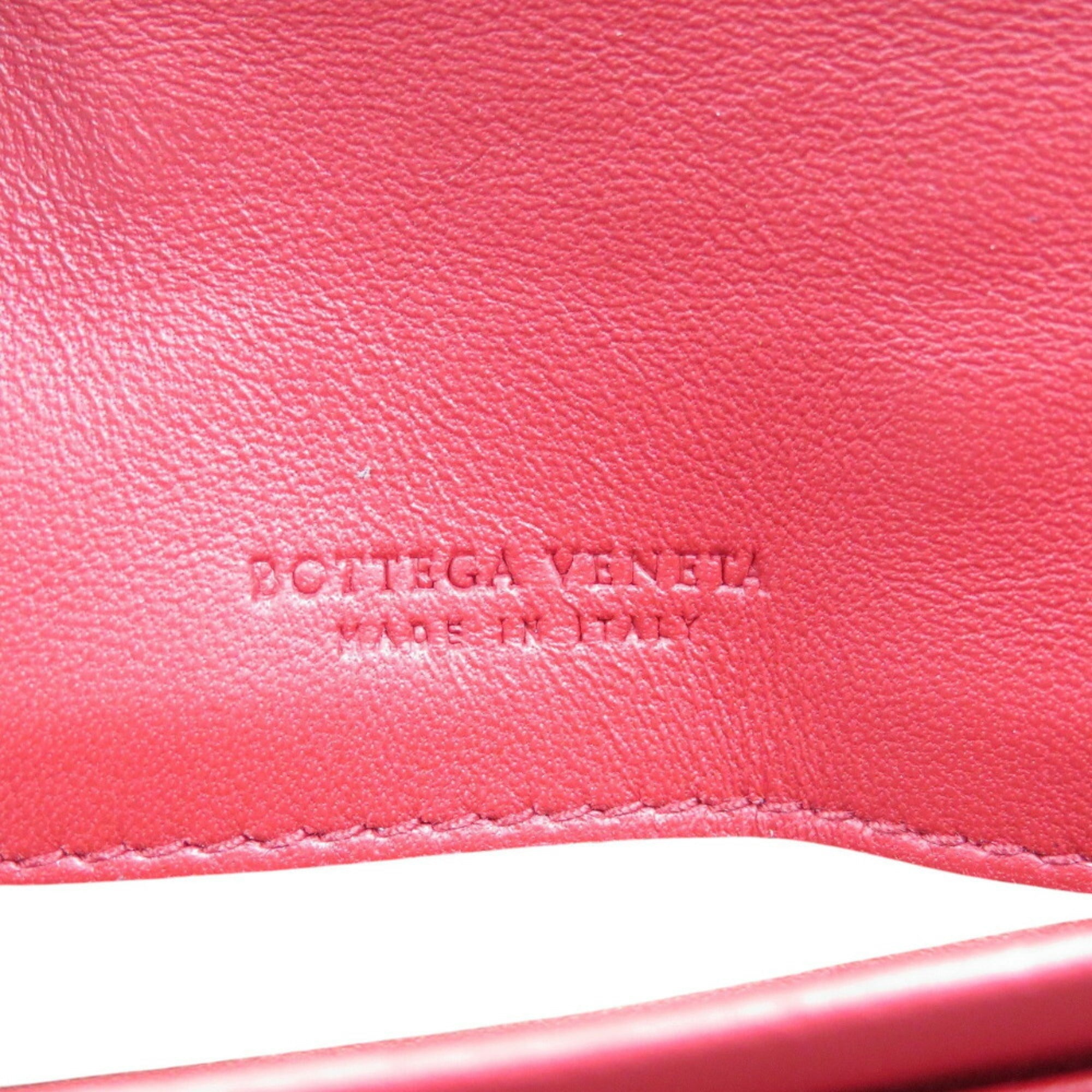 Bottega Veneta Red Color Intrecciato Long Wallet (Bi-Fold)