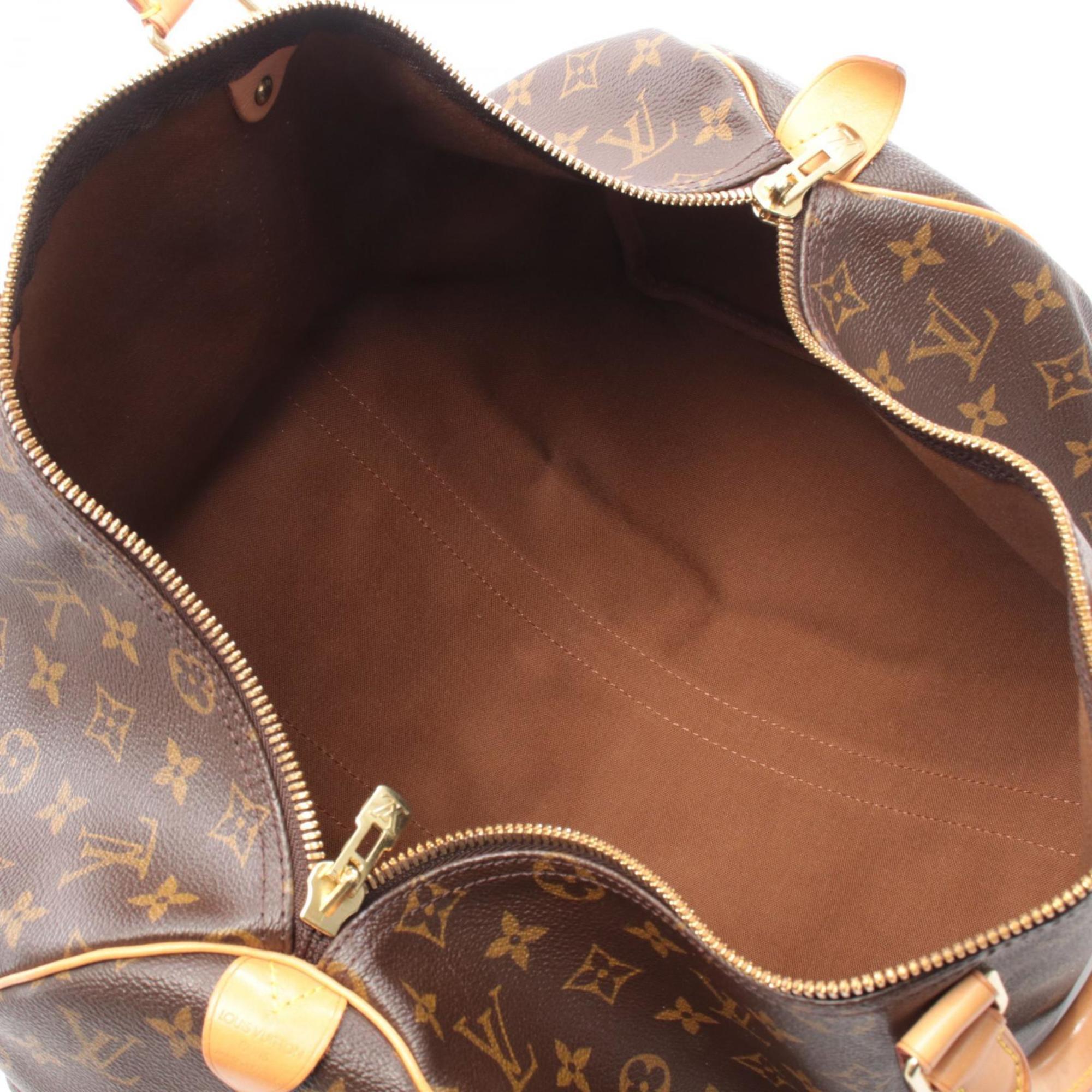 Louis Vuitton Brown Coated Canvas Leather Boston Bag Handbag
