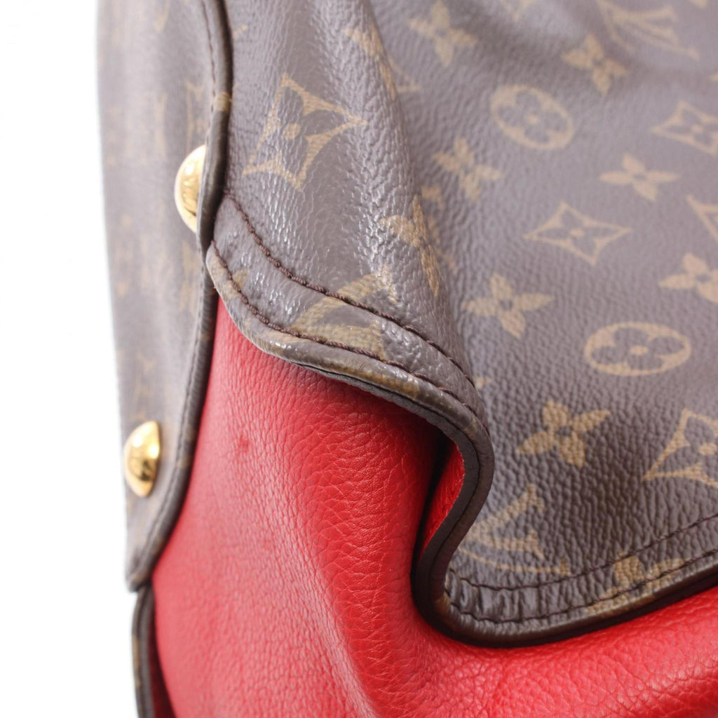 Louis Vuitton Brown Monogram Red Color Coated Canvas Leather Handbag Shoulder Bag
