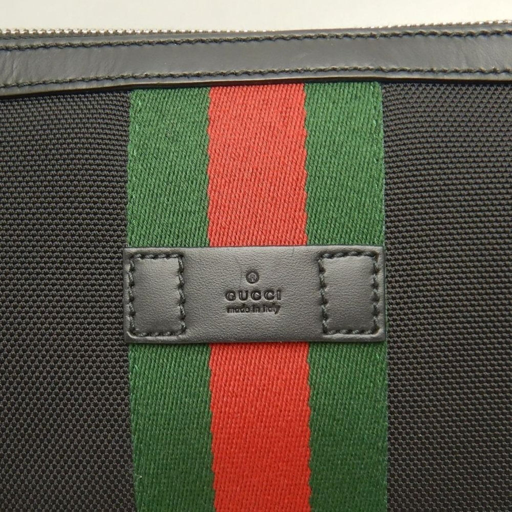 Gucci Black Canvas Leather Shoulder Bag (Pre-Owned)