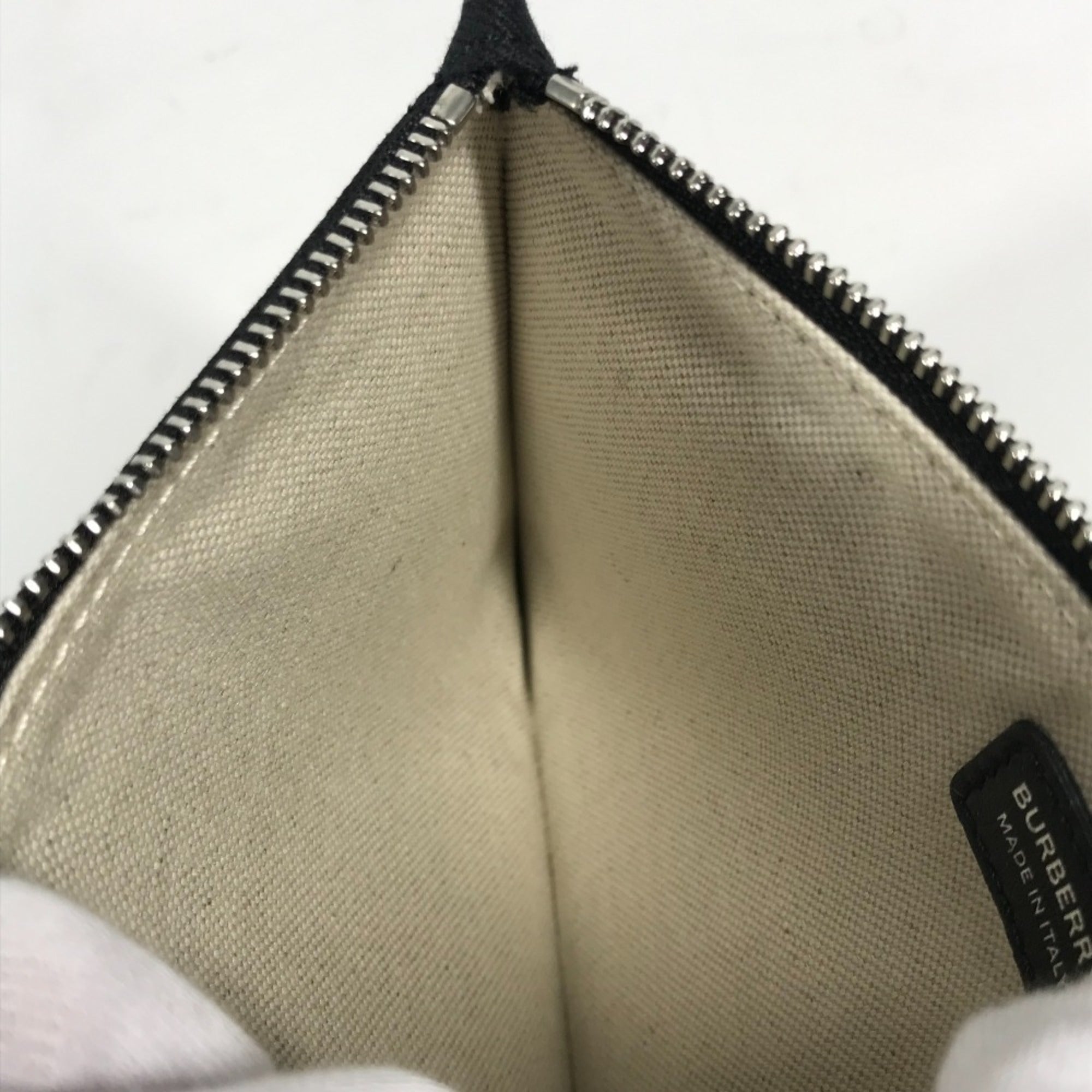 Burberry Black White Canvas Coin Purse/Coin Case