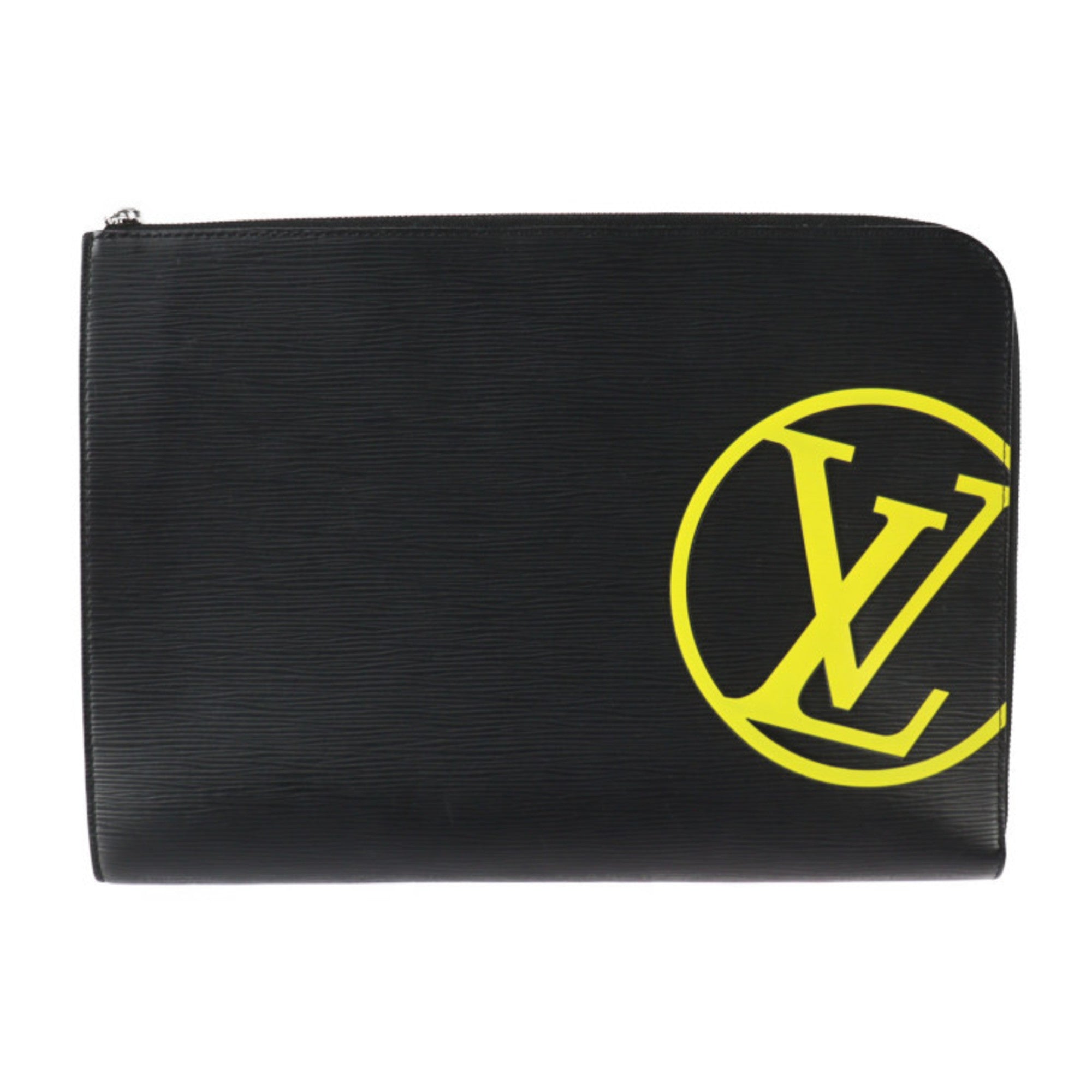 Louis Vuitton Black Yellow Epi Leather Clutch Bag Handbag Pochette Pouch