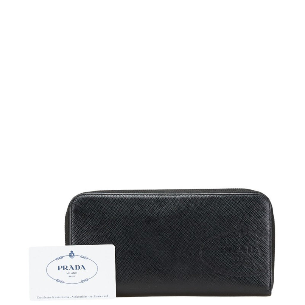 Prada Black Leather Long Wallet (Bi-Fold)