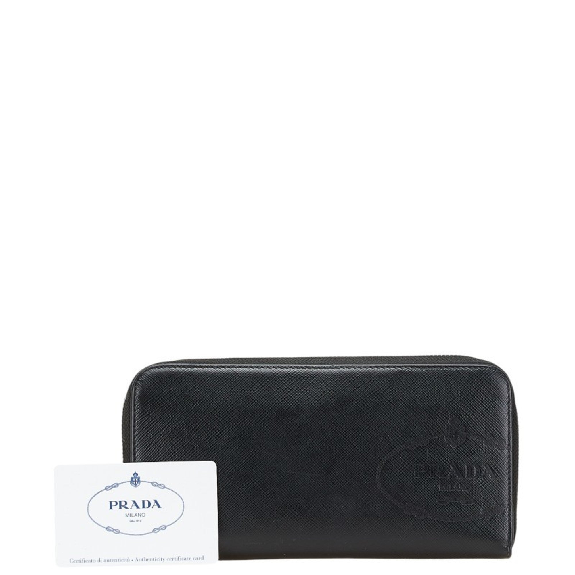 Prada Black Leather Long Wallet (Bi-Fold)