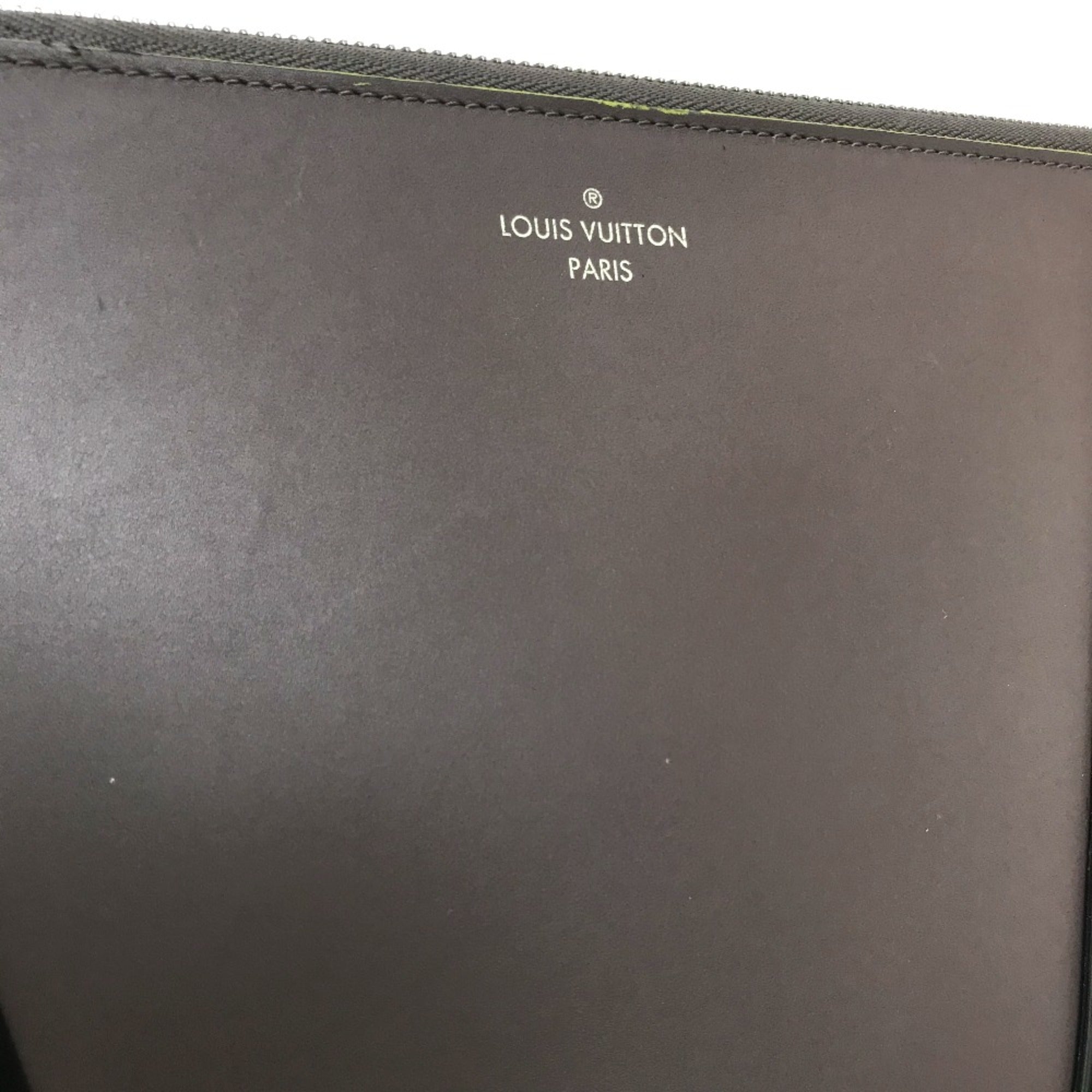 Louis Vuitton Gray Leather Clutch Bag