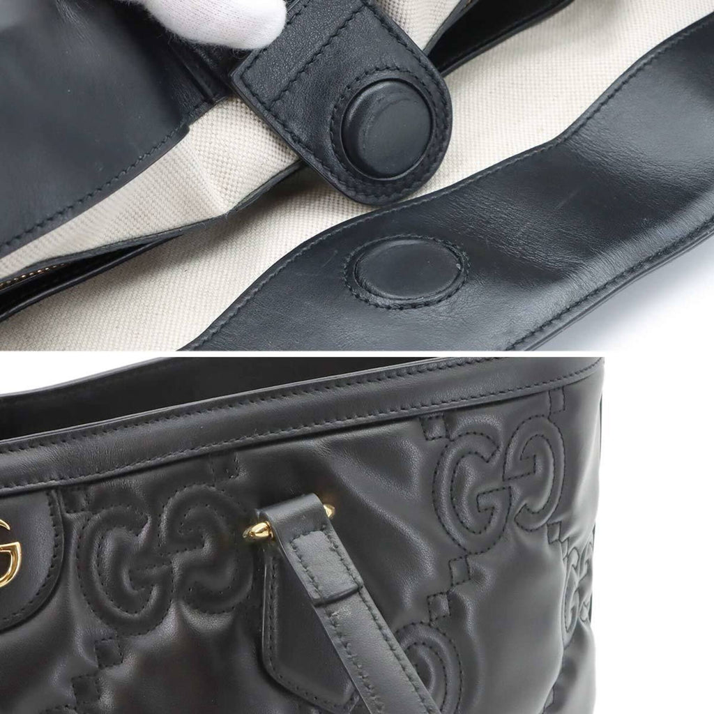 Gucci Black Leather Handbag Tote Bag (Pre-Owned)