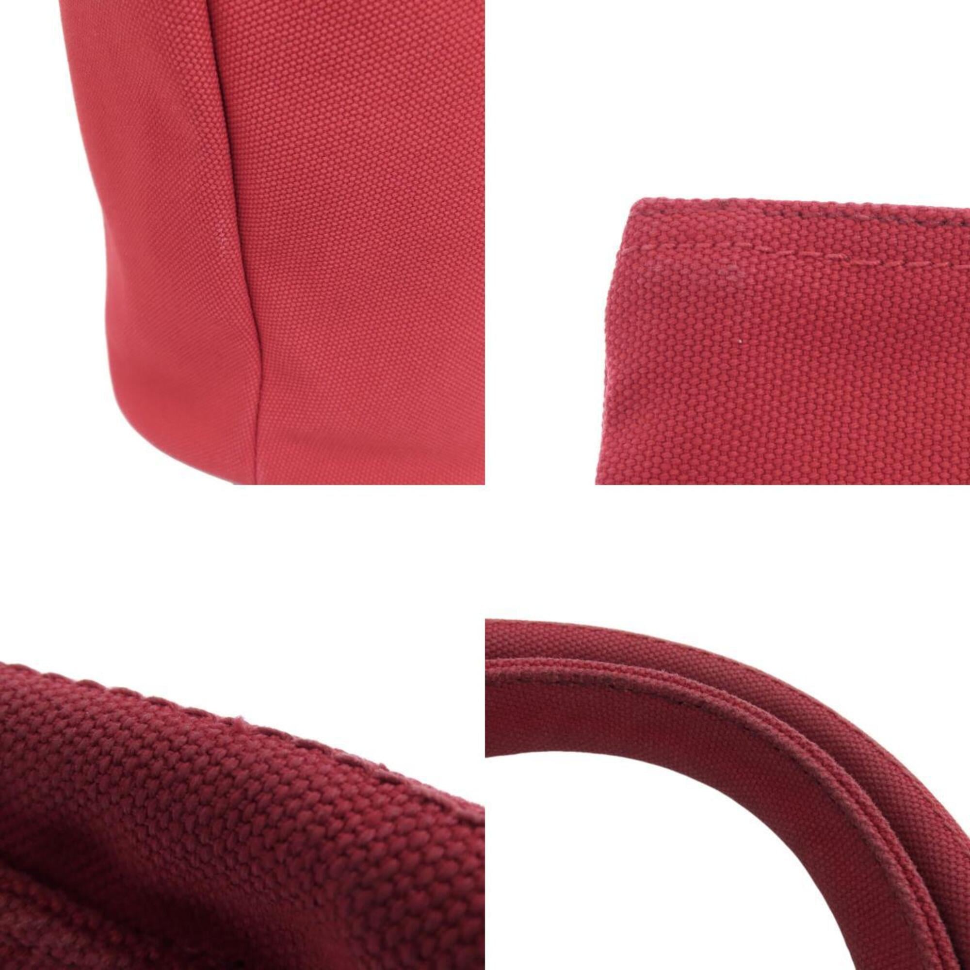 Prada Canapa Red Color Canvas Tote Bag