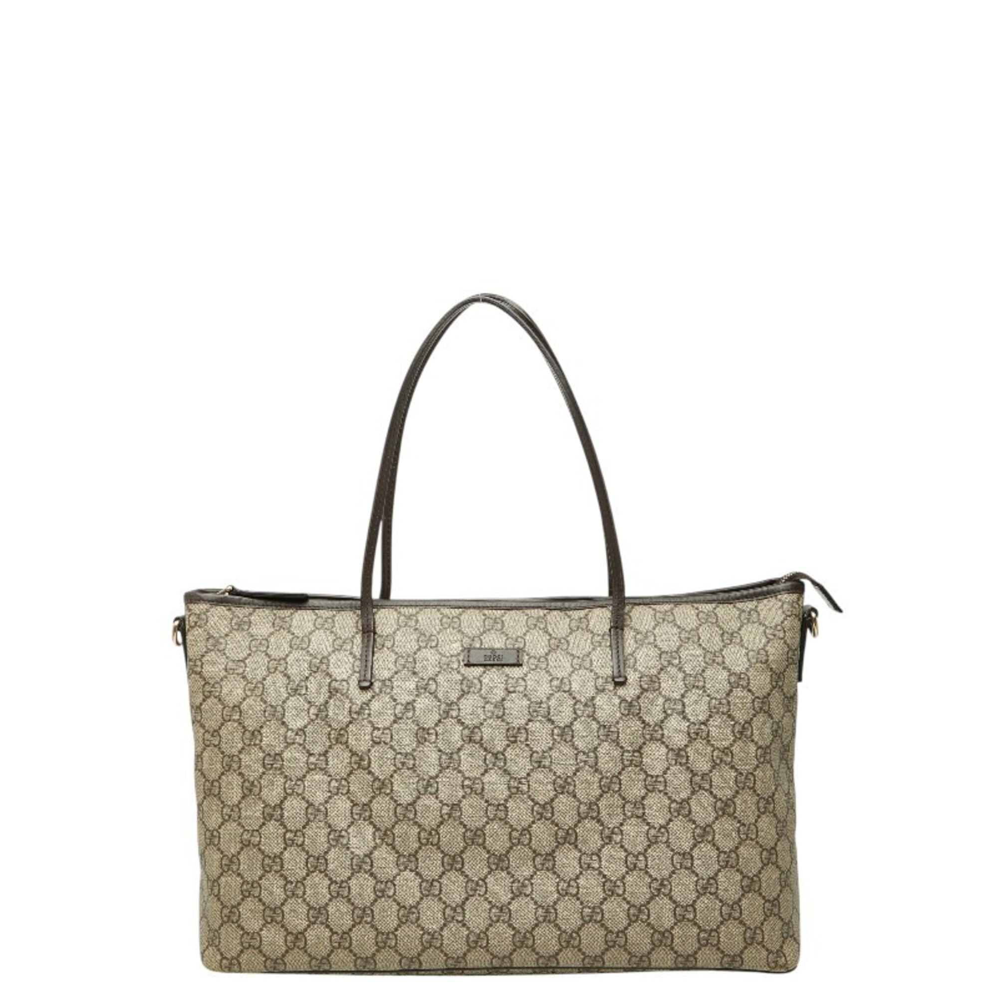 Gucci Beige Brown Pvc Leather Handbag Tote Bag (Pre-Owned)