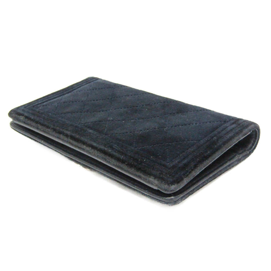 Chanel Boy Chanel Dark Navy Leather Long Wallet (Bi-Fold)