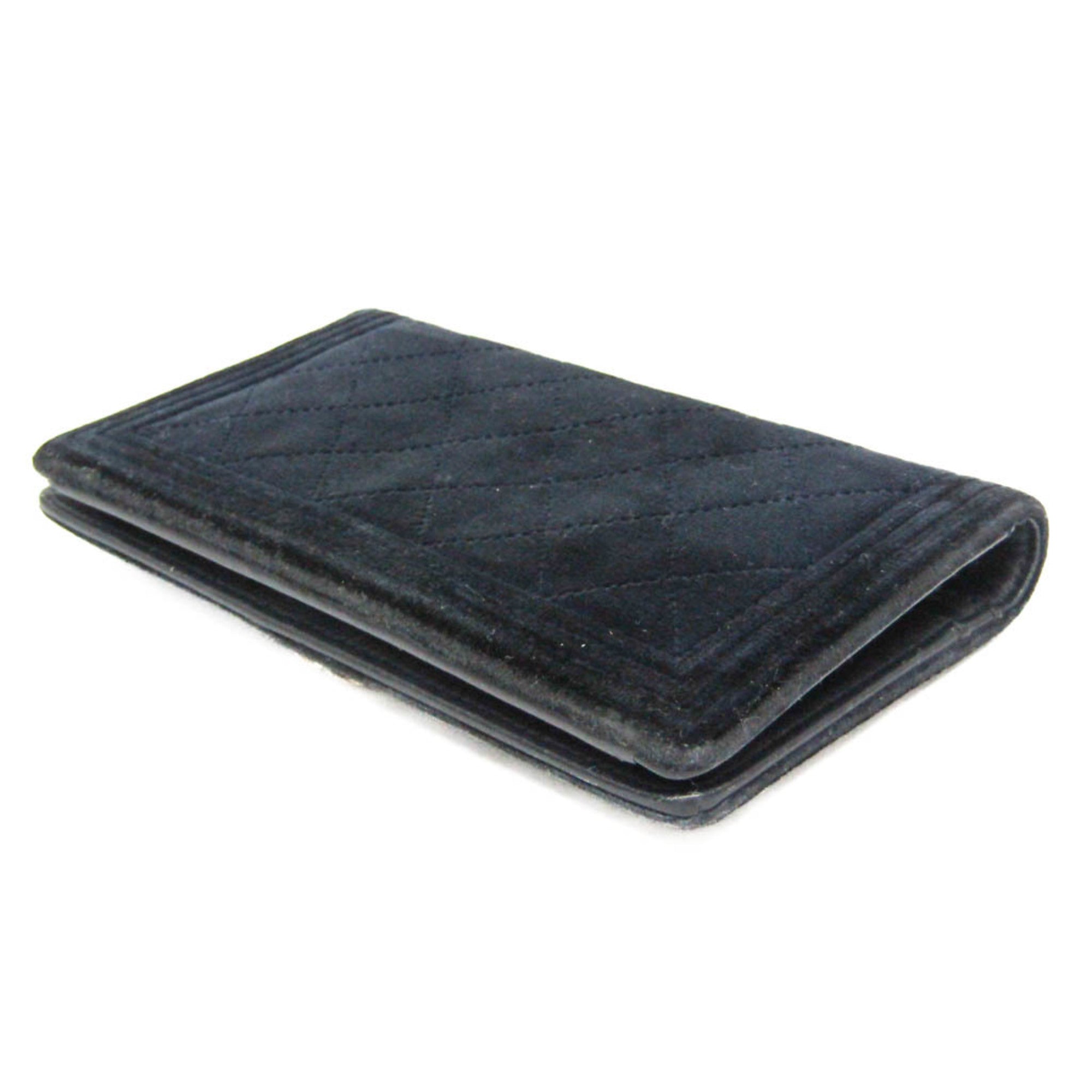 Chanel Boy Chanel Dark Navy Leather Long Wallet (Bi-Fold)