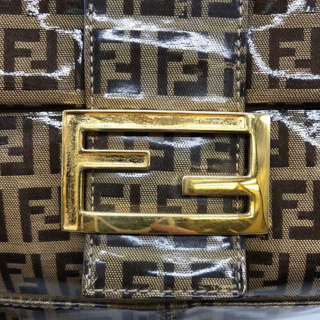 Fendi Zucchino Brown Nylon Shoulder Bag