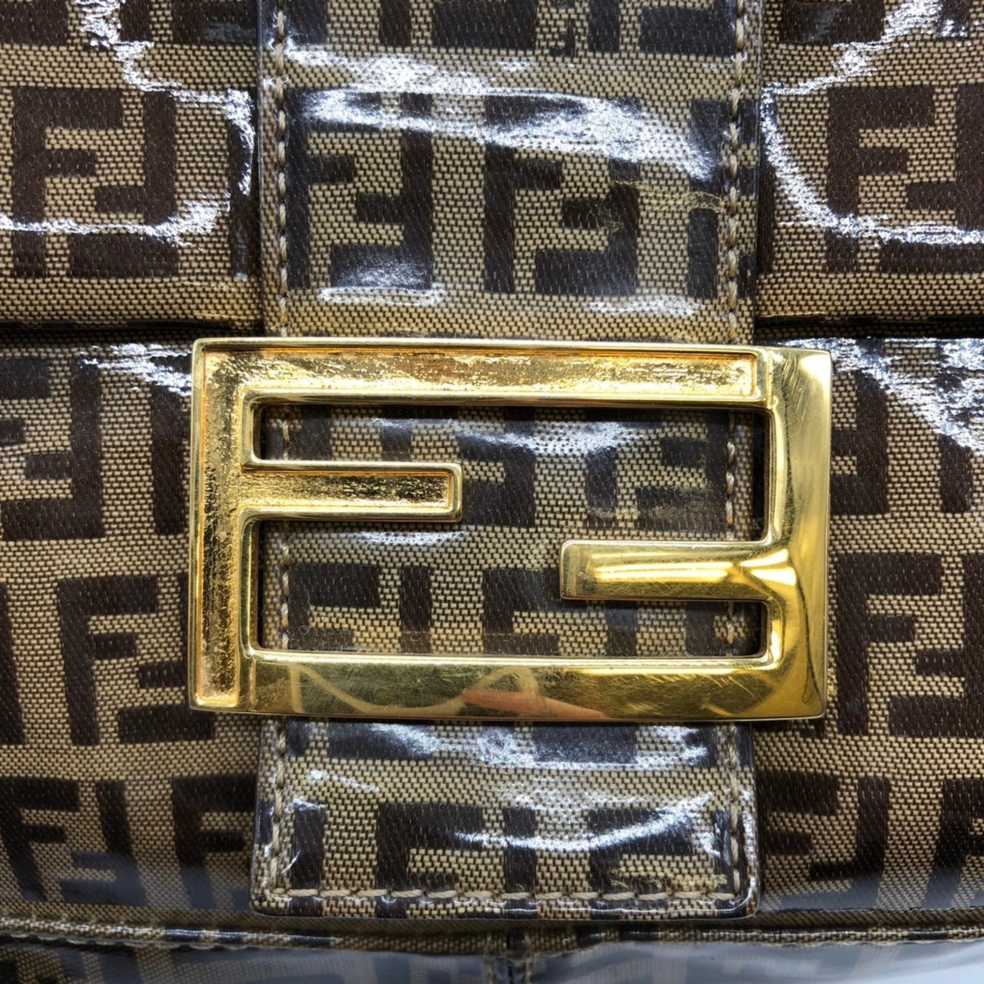 Fendi Zucchino Brown Nylon Shoulder Bag