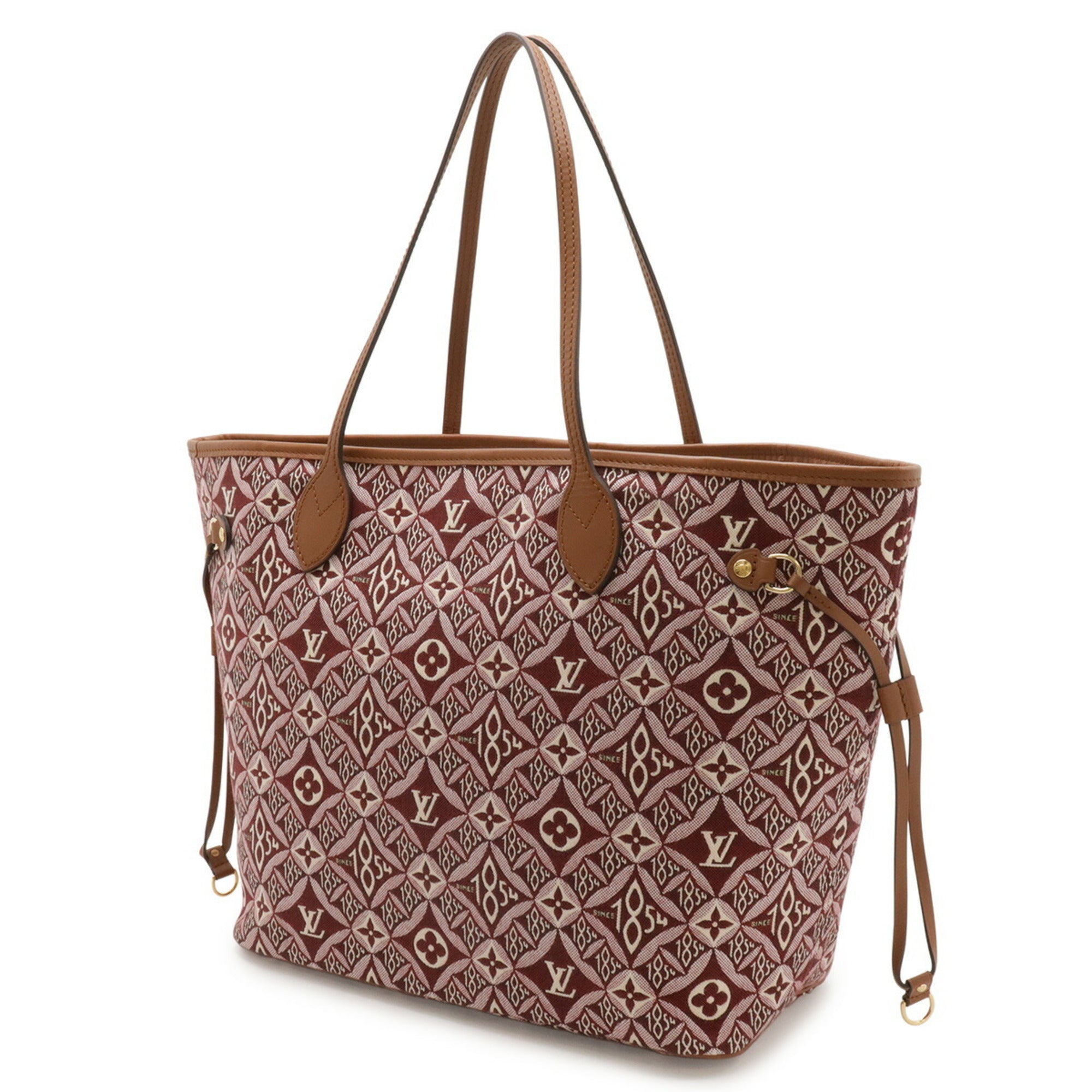 Louis Vuitton Bordeaux Brown White Jacquard Leather Pouch Shoulder Bag Tote Bag