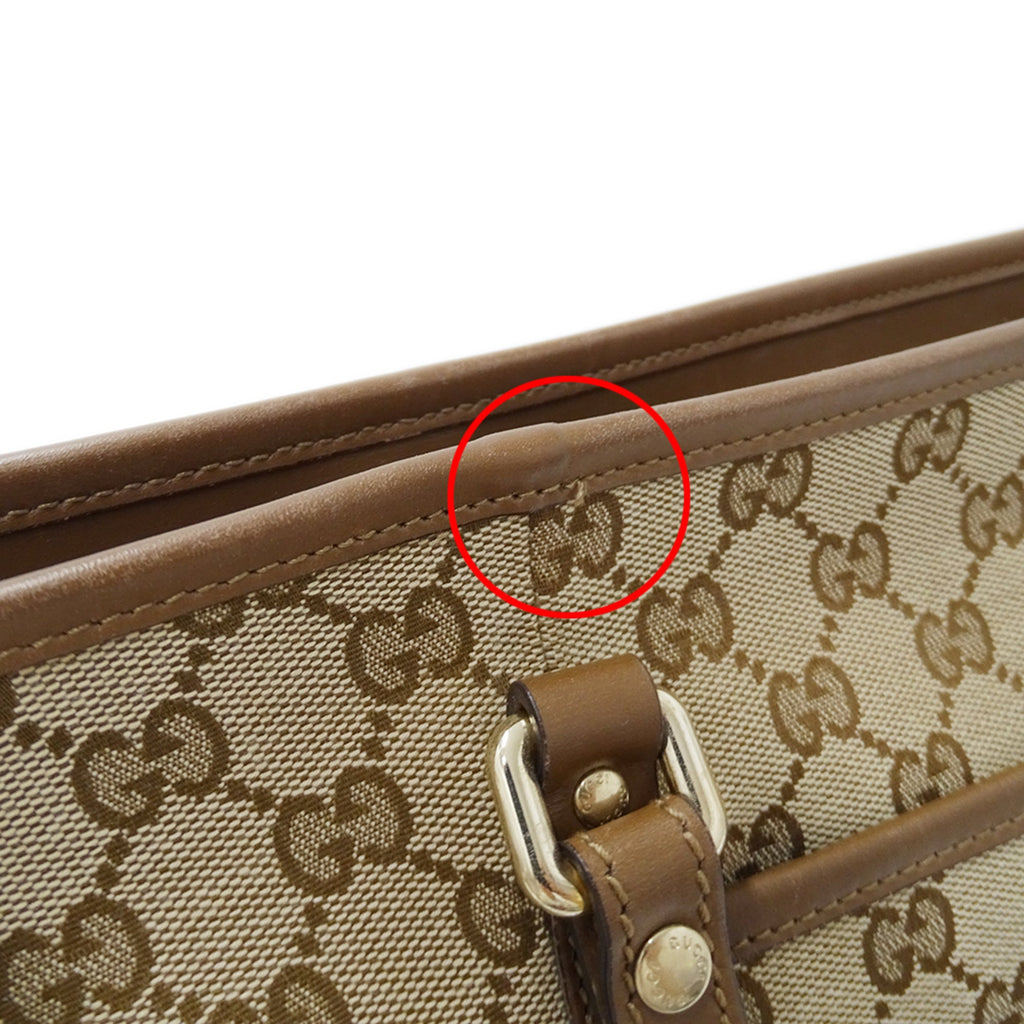 Gucci Beige Brown Gg Canvas Handbag Shoulder Bag Tote Bag (Pre-Owned)