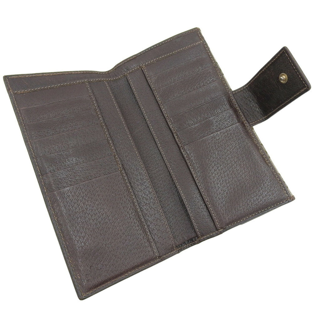 Gucci Beige Dark Brown Gg Canvas Long Wallet (Bi-Fold) (Pre-Owned)