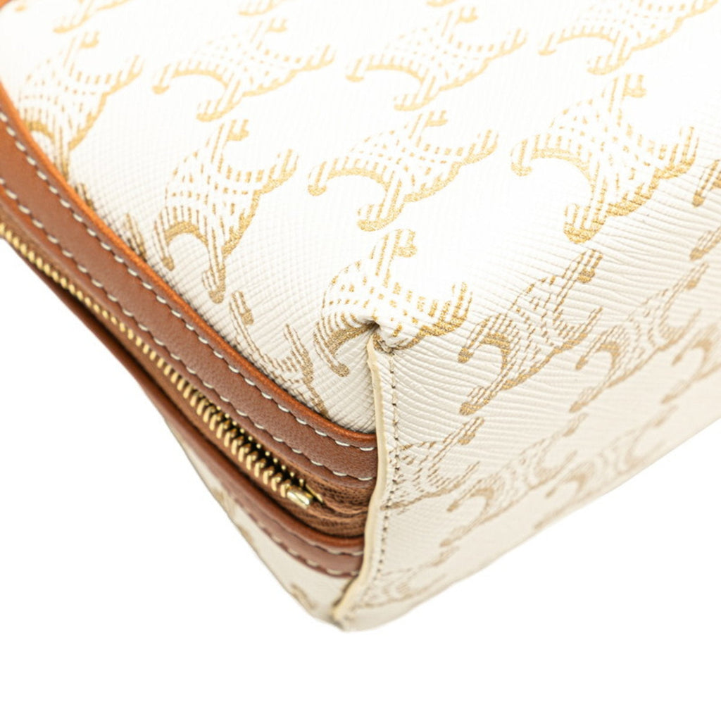 Celine Brown White Pvc Leather Shoulder Bag
