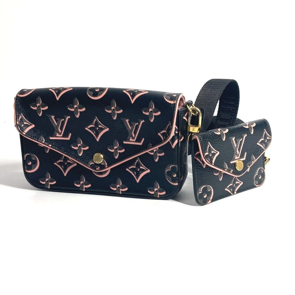 Louis Vuitton Black Pink Coated Canvas Pochette Shoulder Bag