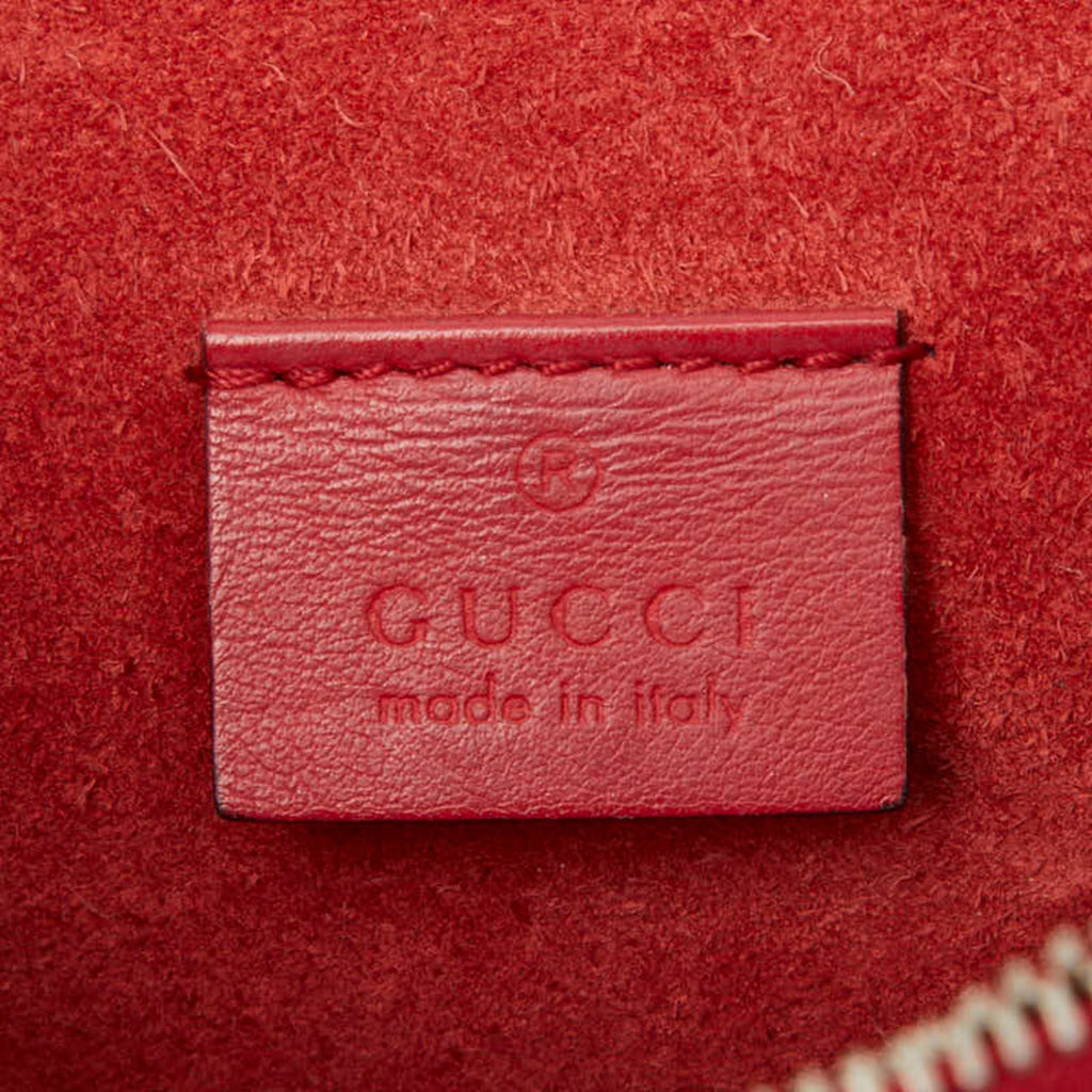 Gucci Beige Red Color Pvc Suede Shoulder Bag (Pre-Owned)