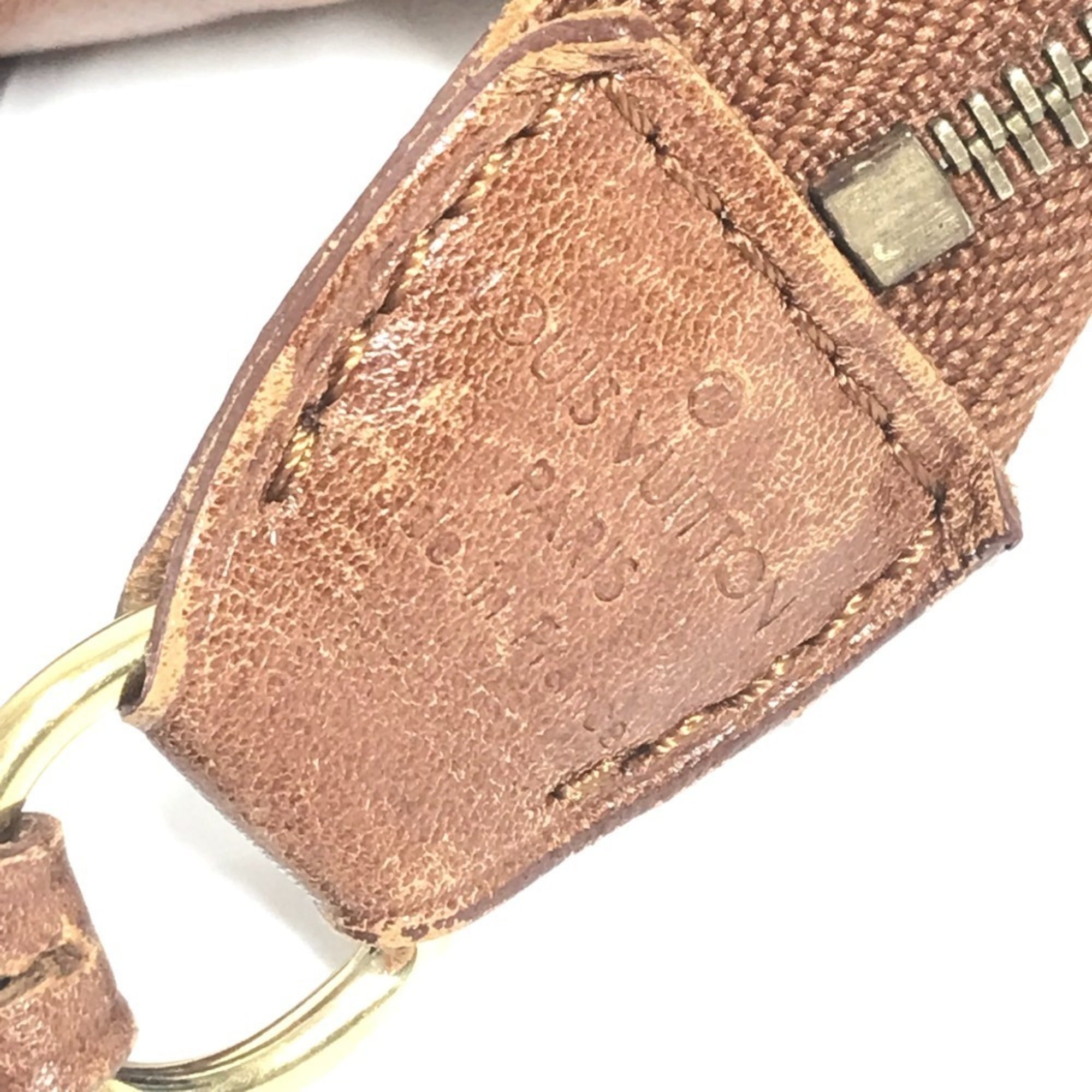 Louis Vuitton Brown White Vinyl Leather Handbag Pouch Shoulder Bag