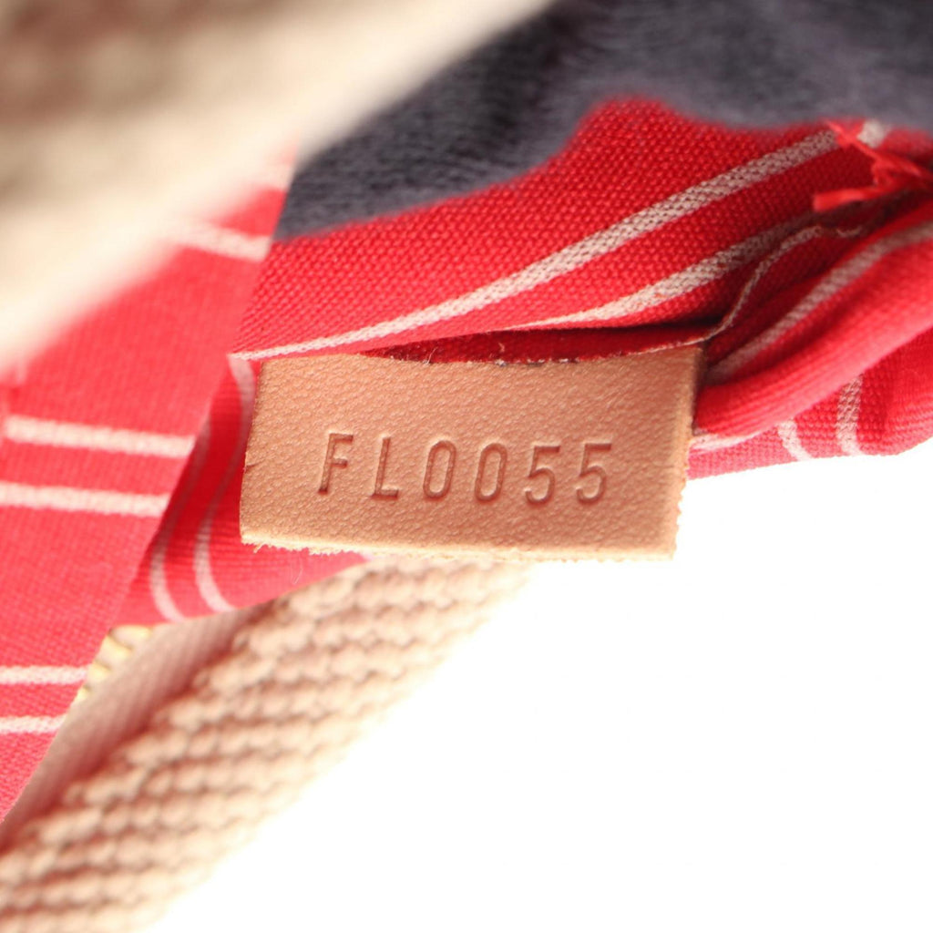 Louis Vuitton Beige Red Color Canvas Leather Tote Bag